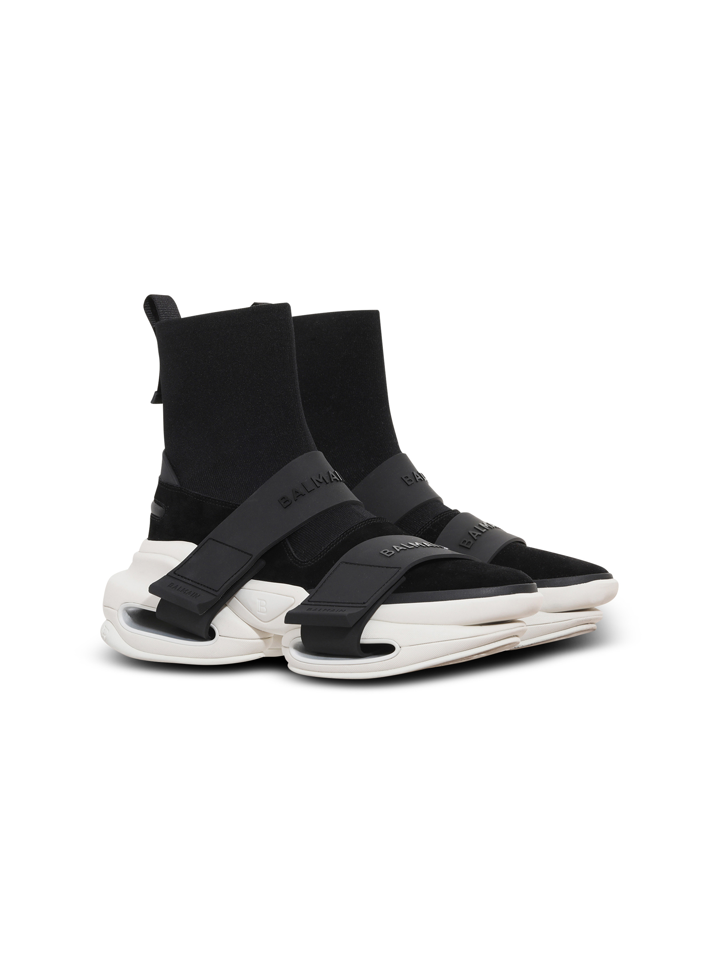 Suede and knit B-Bold sneakers with straps - 2