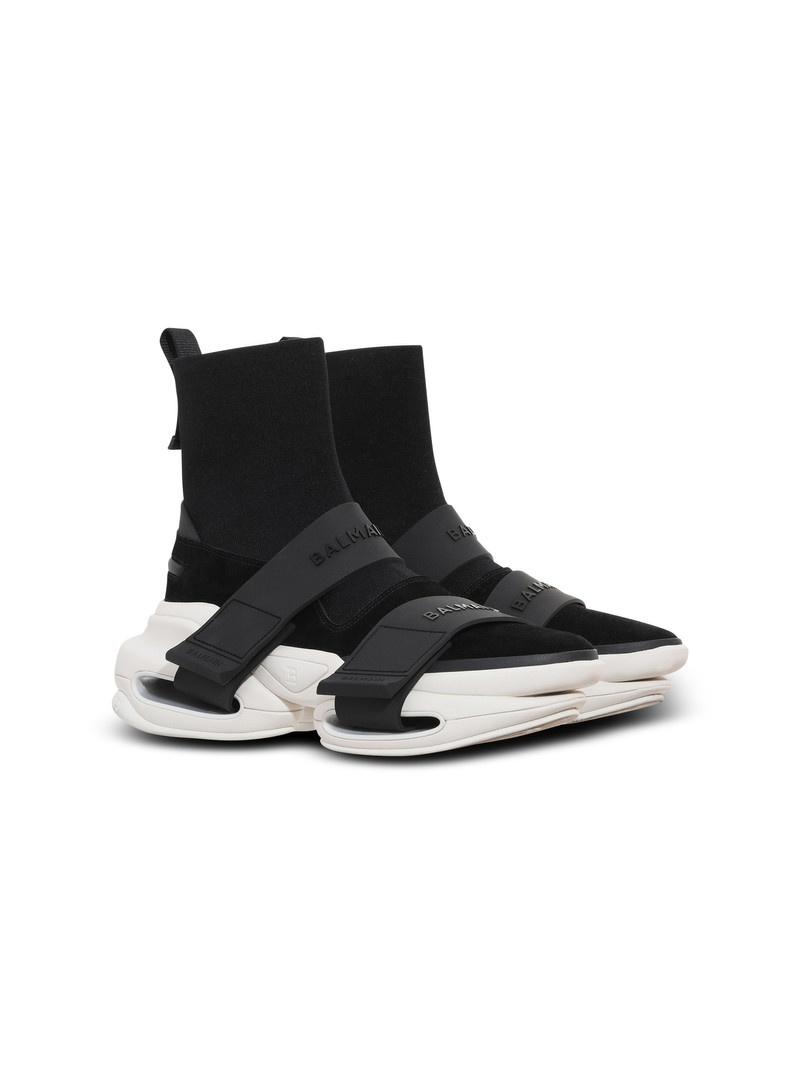Suede and knit B-Bold sneakers with straps 2
