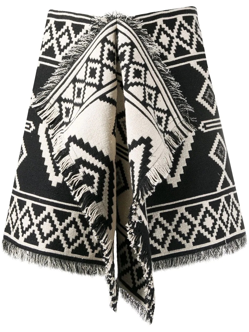 fringed printed mini skirt - 1