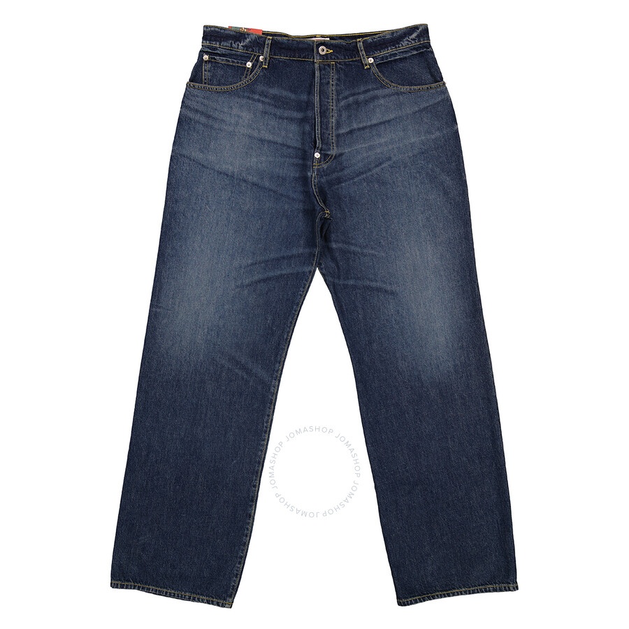 Kenzo Dark Stone Blue Denim Suisen Relaxed Fit Jeans - 1