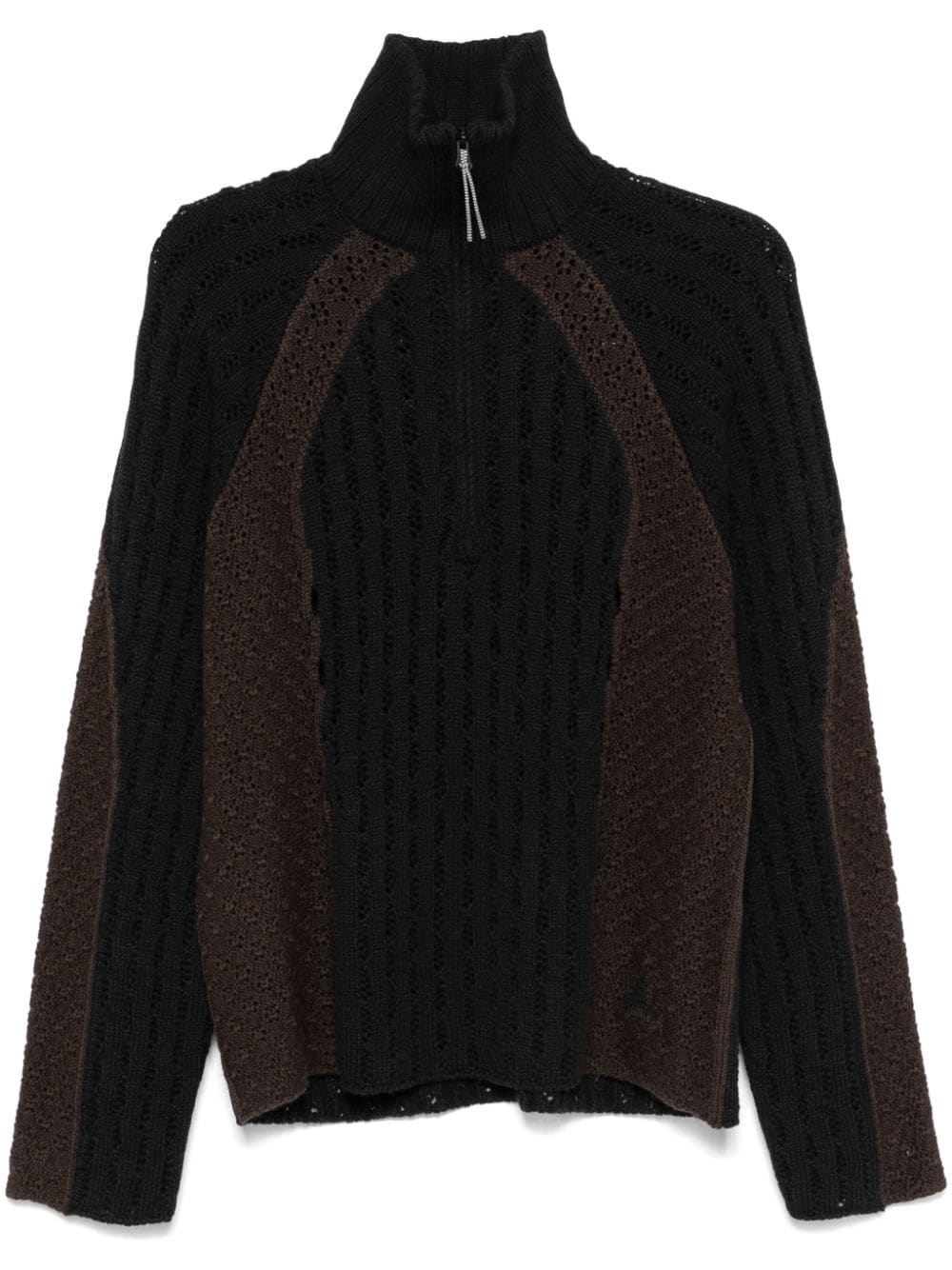 flower-stitch turtleneck sweater - 1