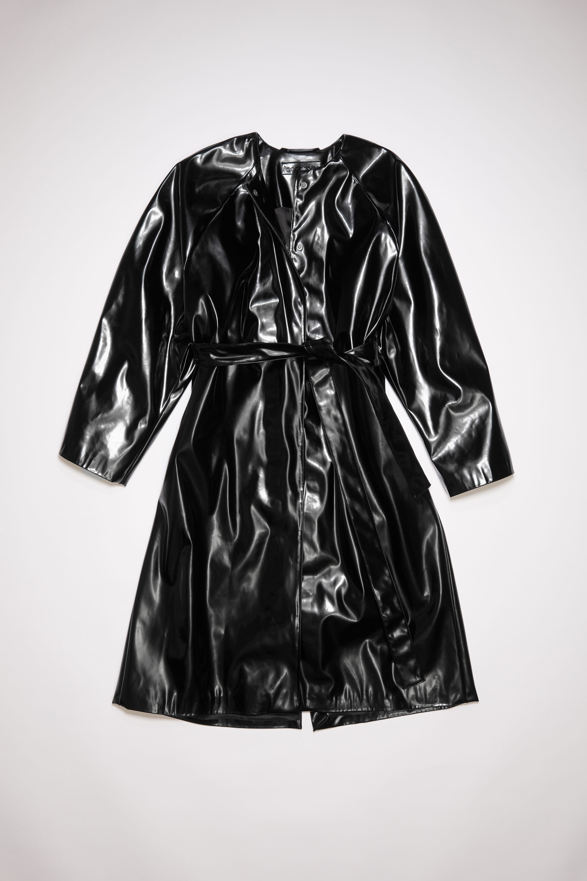 Belted coat - Black - 7