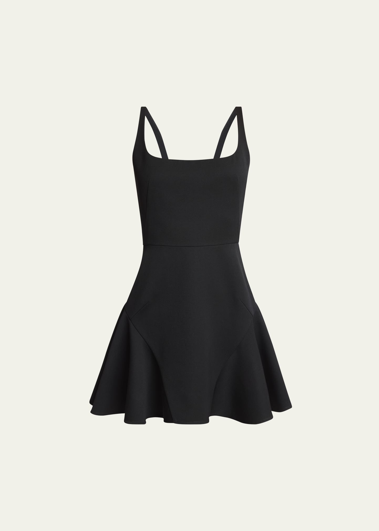 Square-Neck Sleeveless Ruffle Fluted Mini Dress - 1
