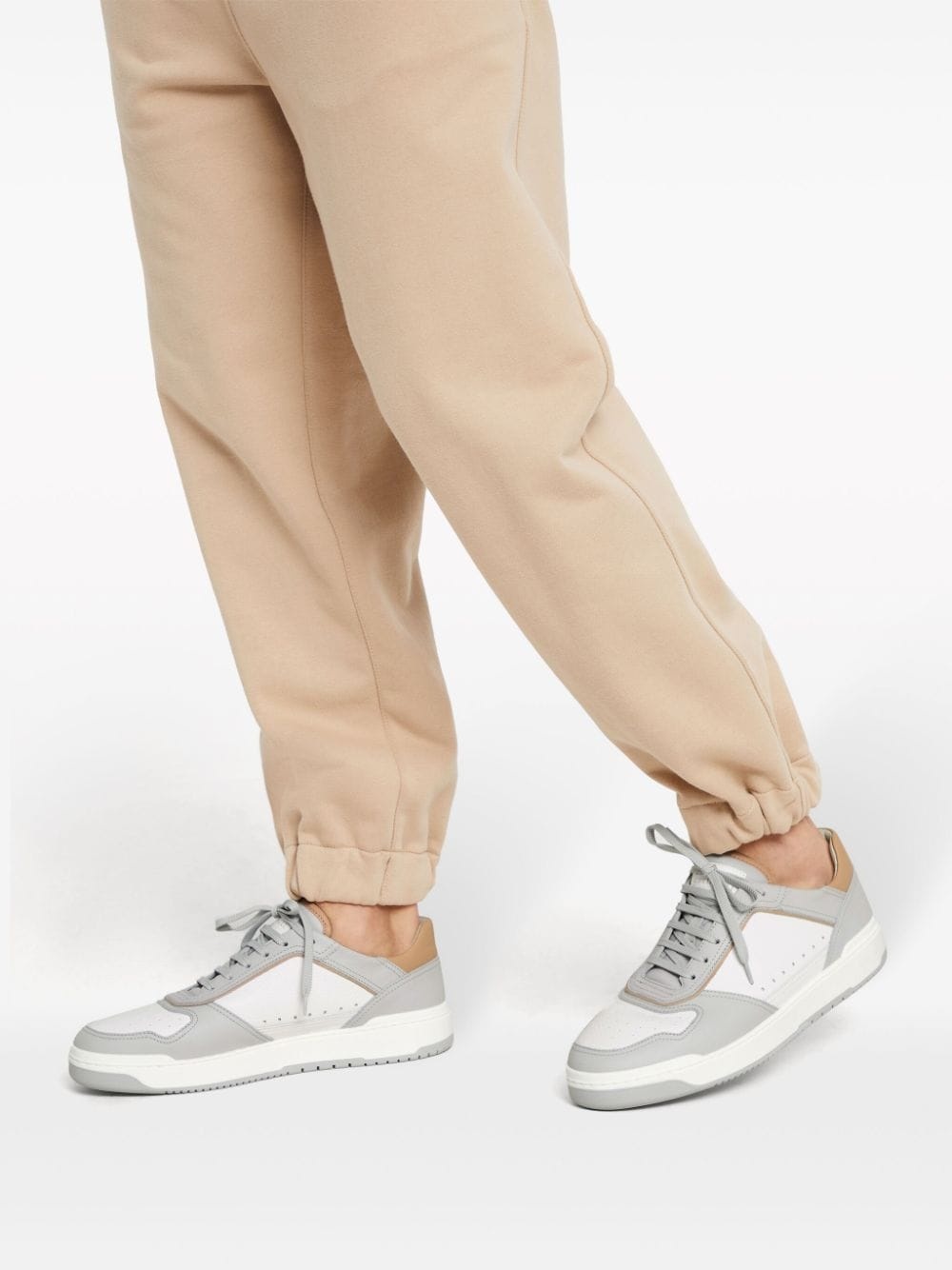 logo-patch leather sneakers - 5