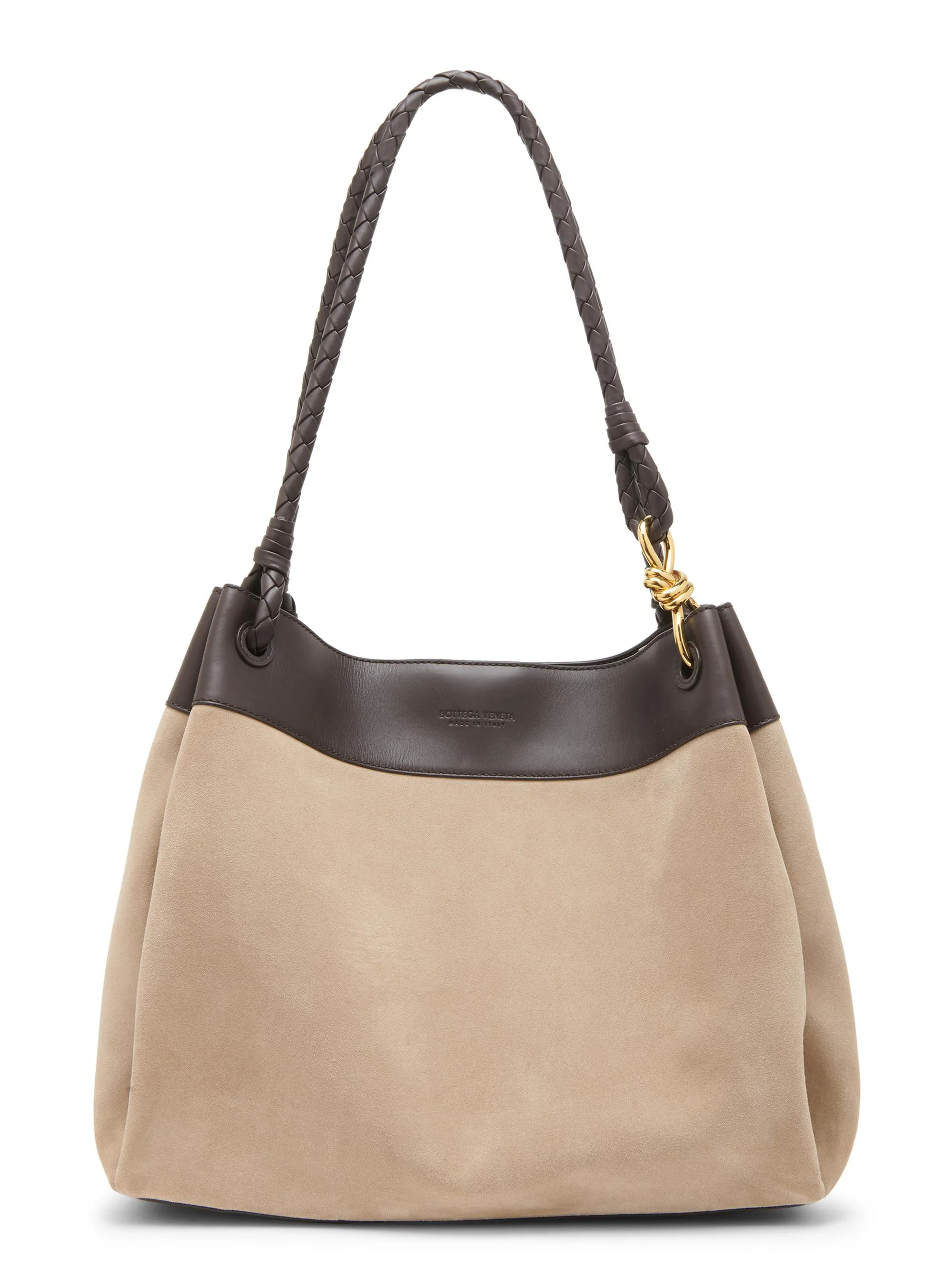 Women's Maxi Parachute Leather & Suede Tote Bag - Mastice - 1