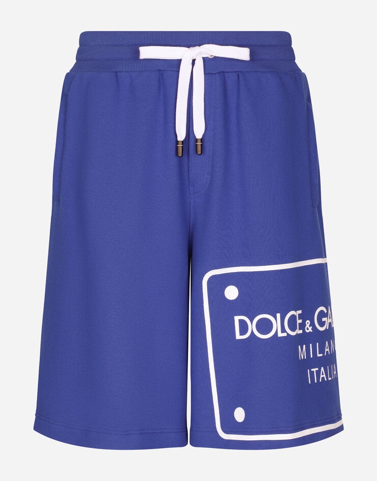 Jersey jogging shorts with printed tag - 1