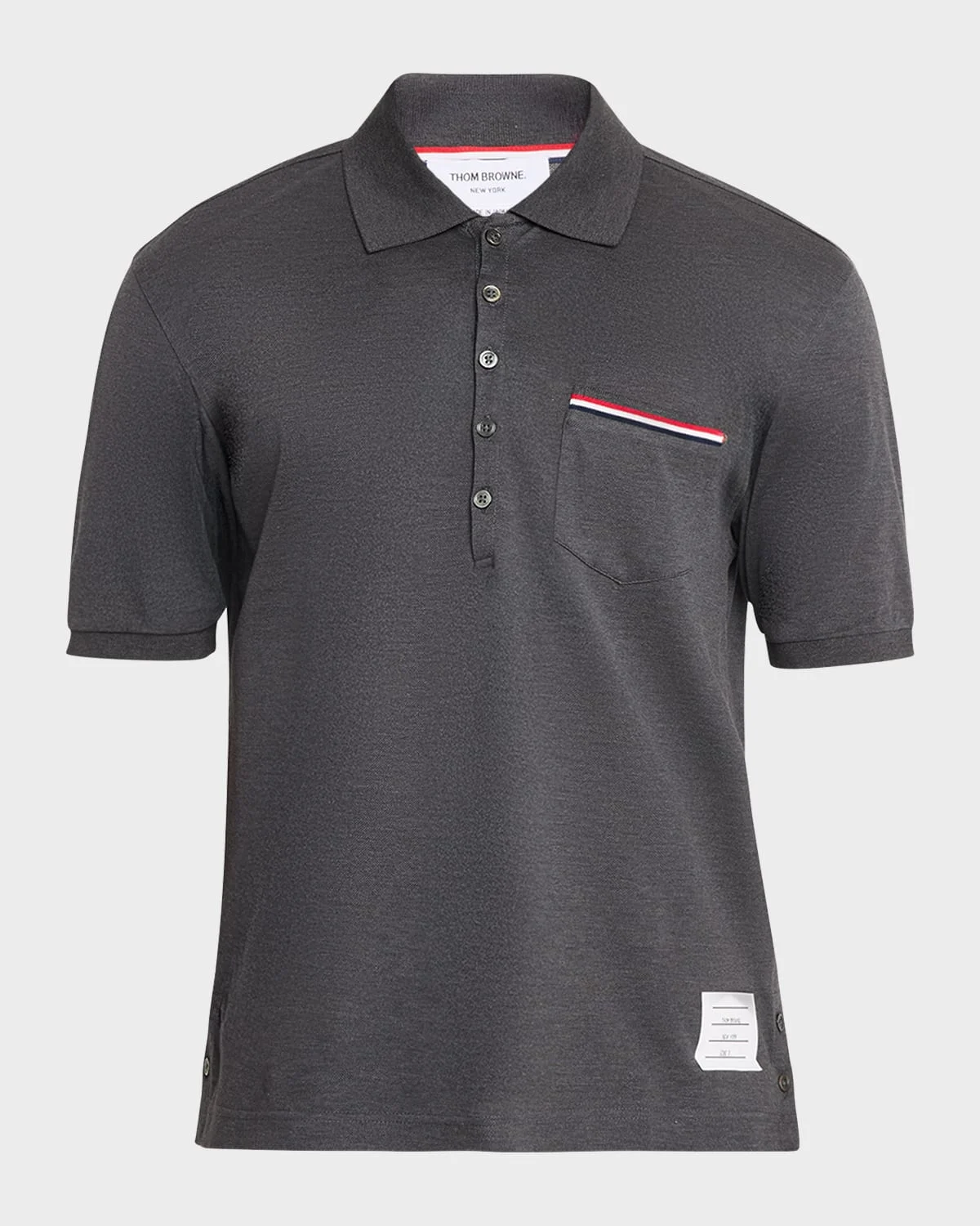 Heather Polo Shirt with Striped Pocket - 1