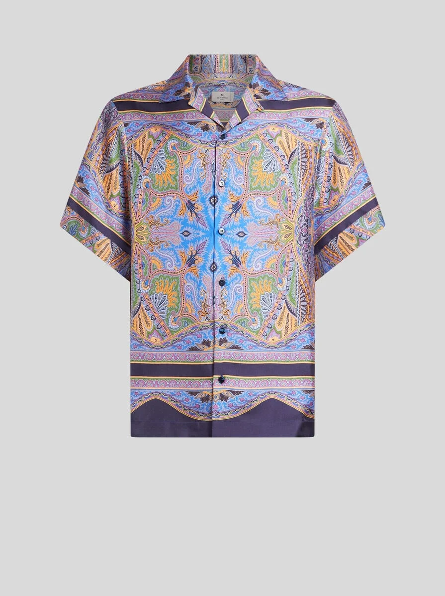 TWILL SHIRT WITH PLACED PAISLEY PRINT - 1