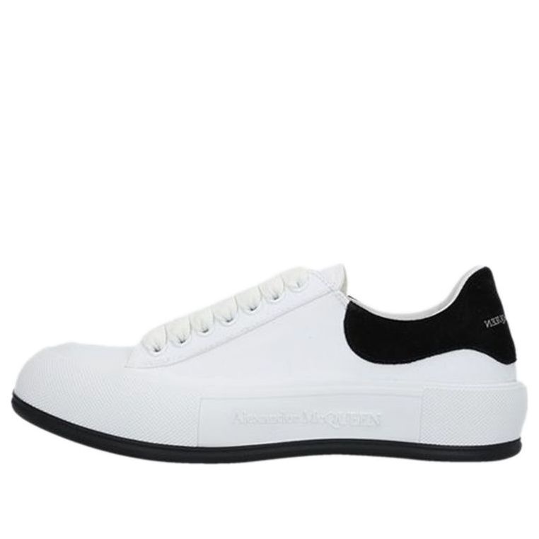 Alexander McQueen Deck Skate Plimsoll Lace Up 'White Black Suede' 654594W4MV79061 - 1