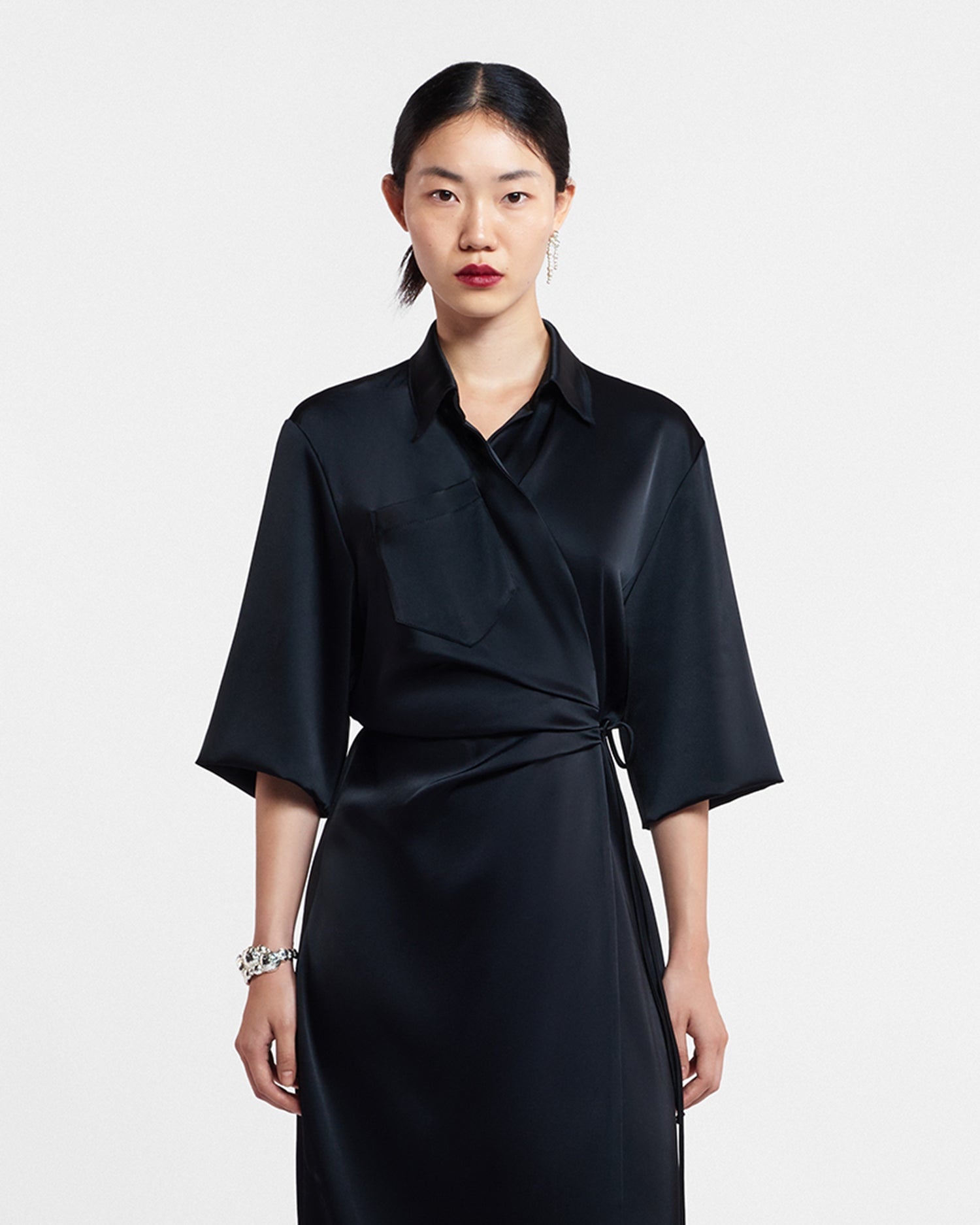 Draped Front Shirt Dress - 3