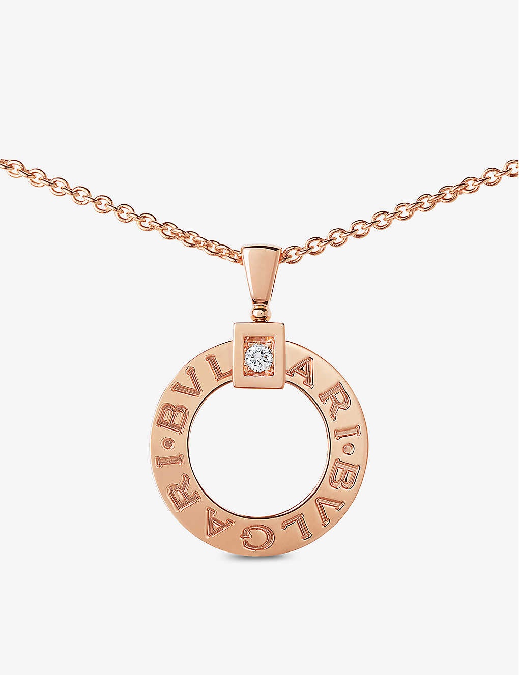 BVLGARI BVLGARI 18ct rose-gold and 0.07ct round-cut diamond pendant necklace - 3