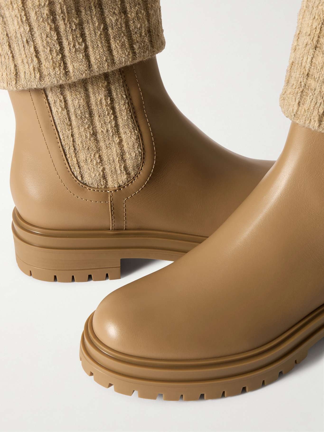 Chalet leather and ribbed-knit ankle boots - 4