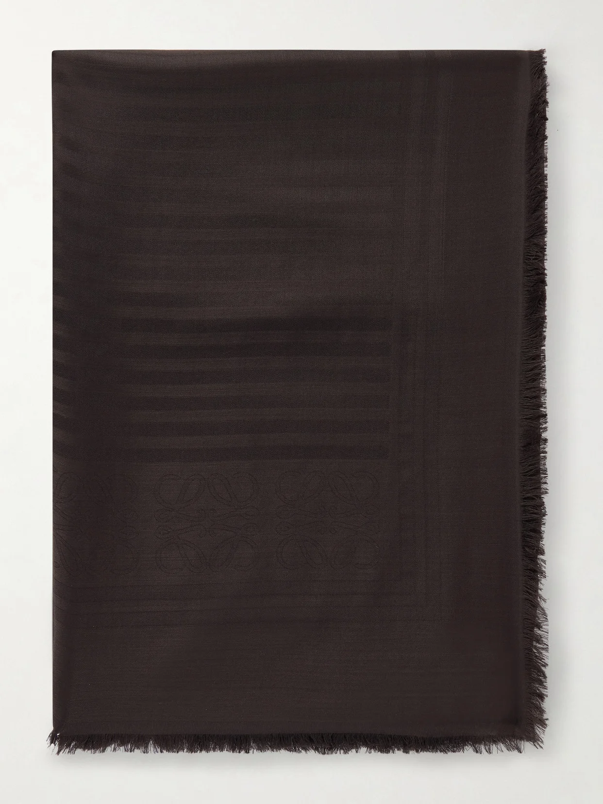 Fringed Wool And Silk-blend Jacquard Scarf - 1
