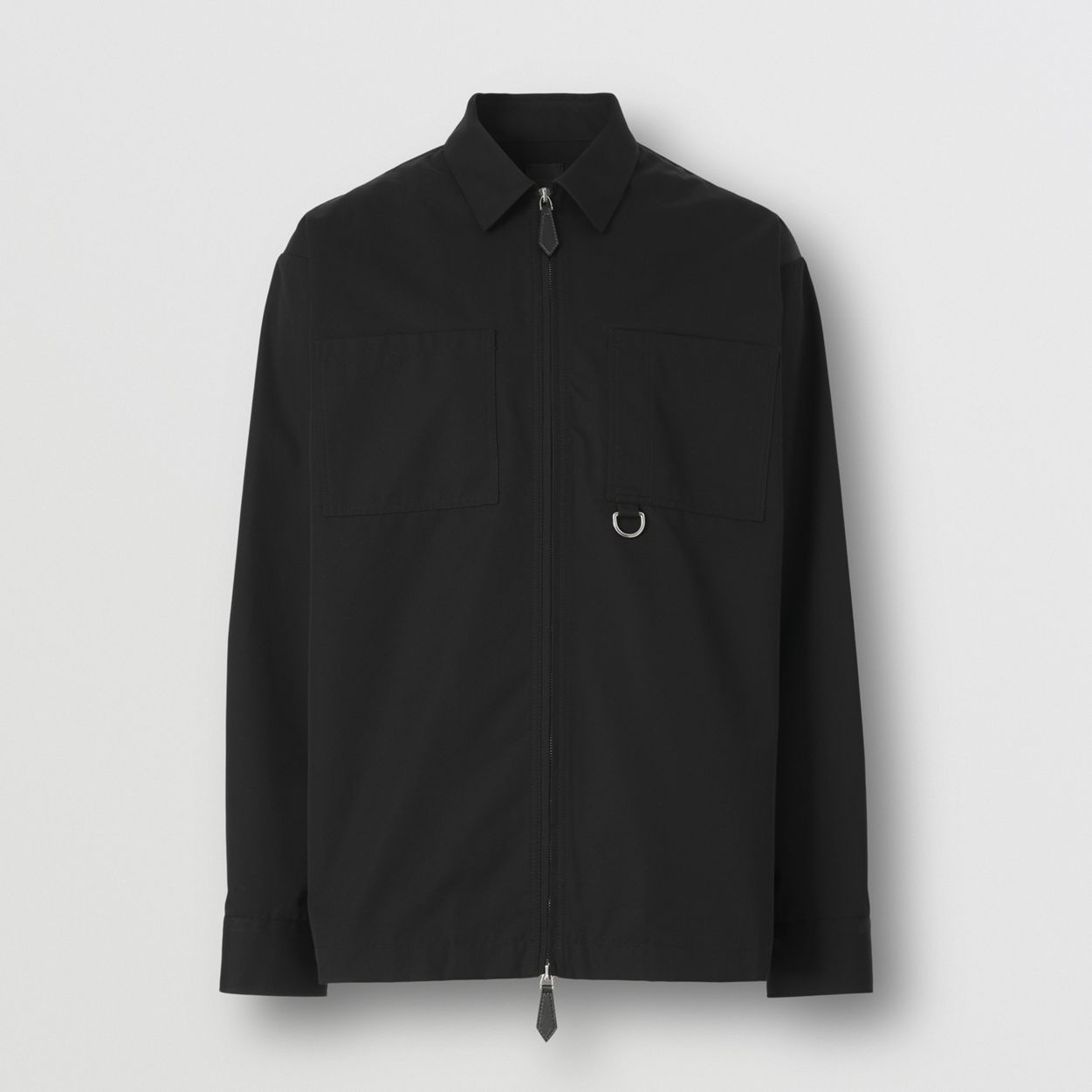 Embroidered Logo Cotton Gabardine Zip-front Shirt - 1