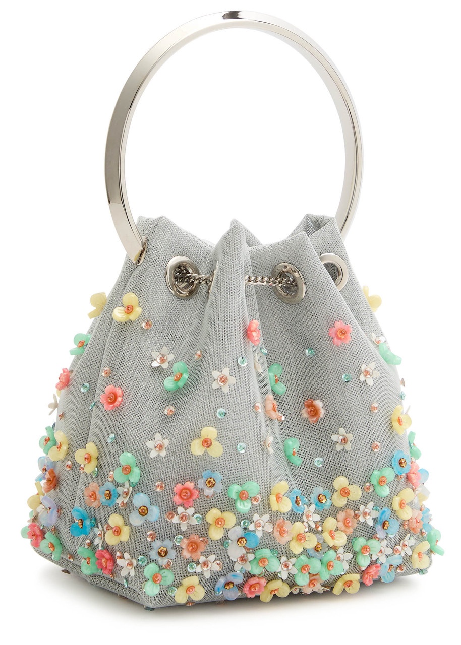 Jimmy Choo Bon Bon Floral-embellished Mesh Bucket bag - 2