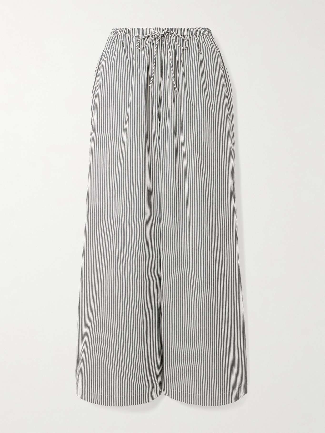 Pisca striped organic cotton-poplin wide-leg pants - 1