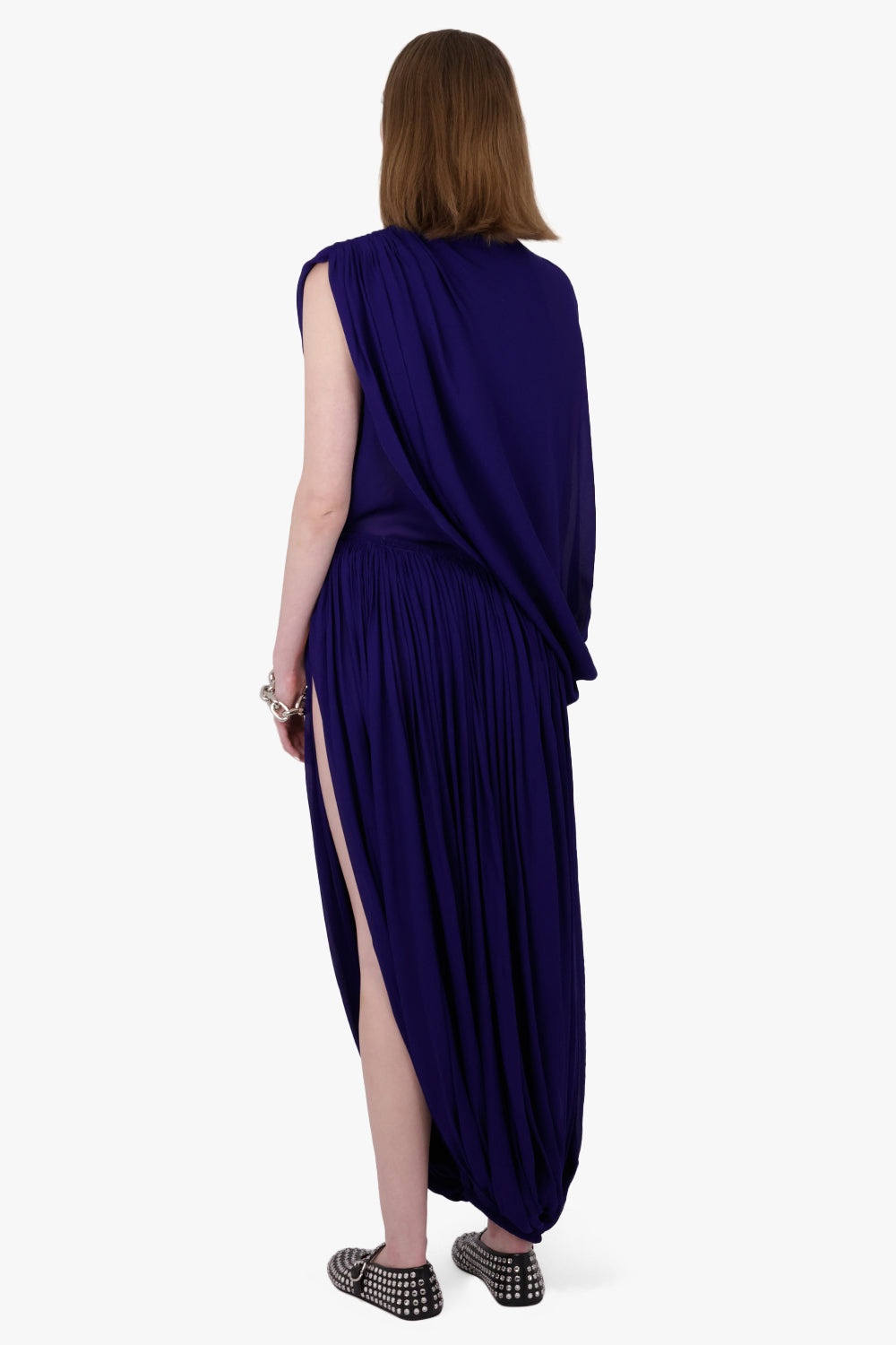 ASYMMETRIC DRAPE PLEAT PANT | PURPLE - 4