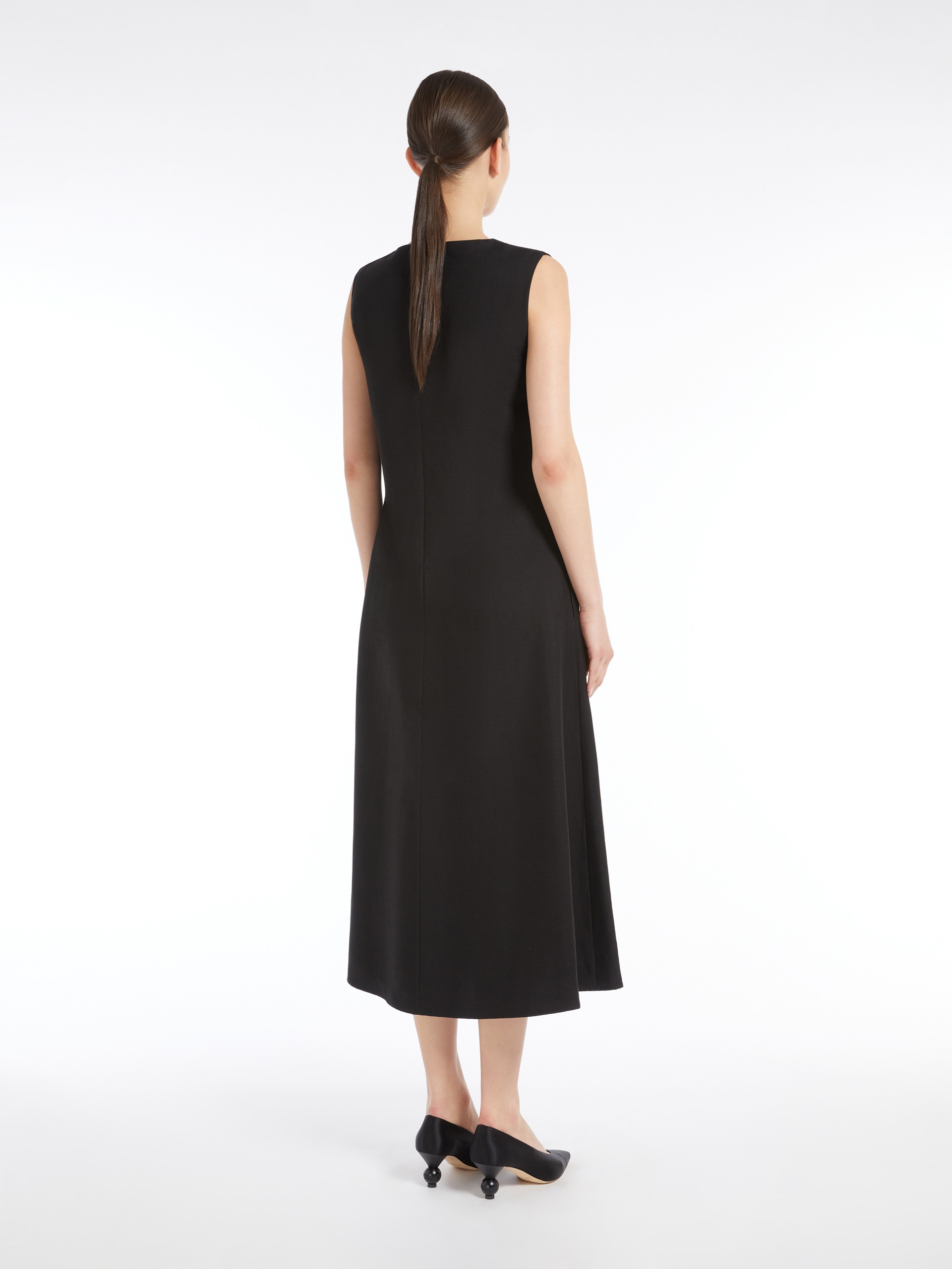 EGOISTA Viscose and linen canvas flared dress - 4