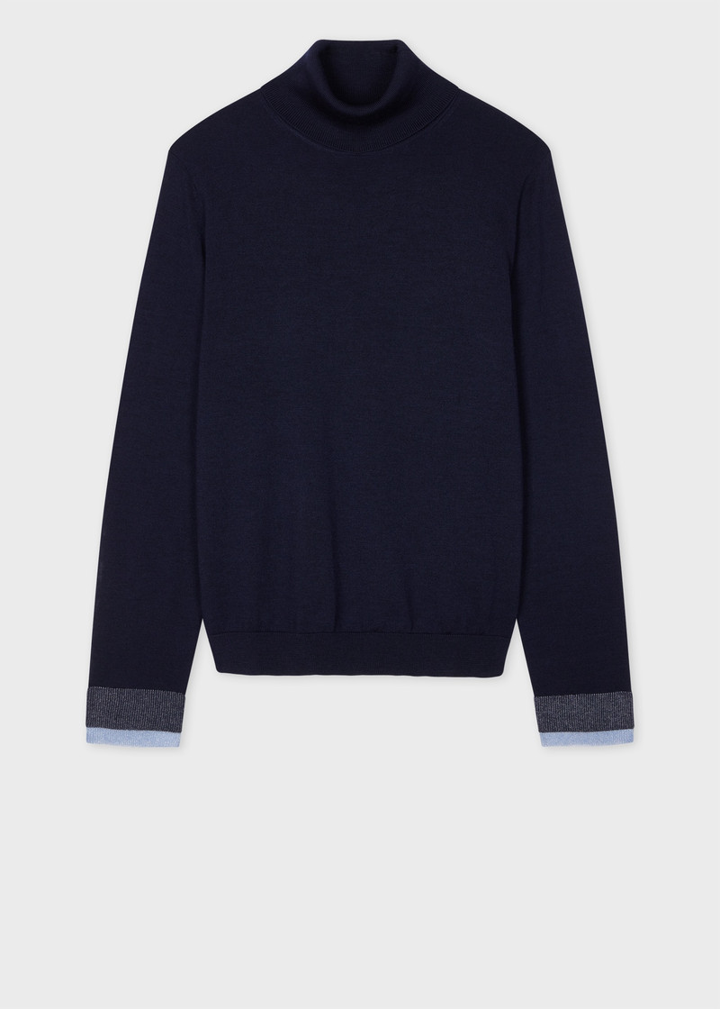 Women's Navy Knitted Roll Neck Sweater 1