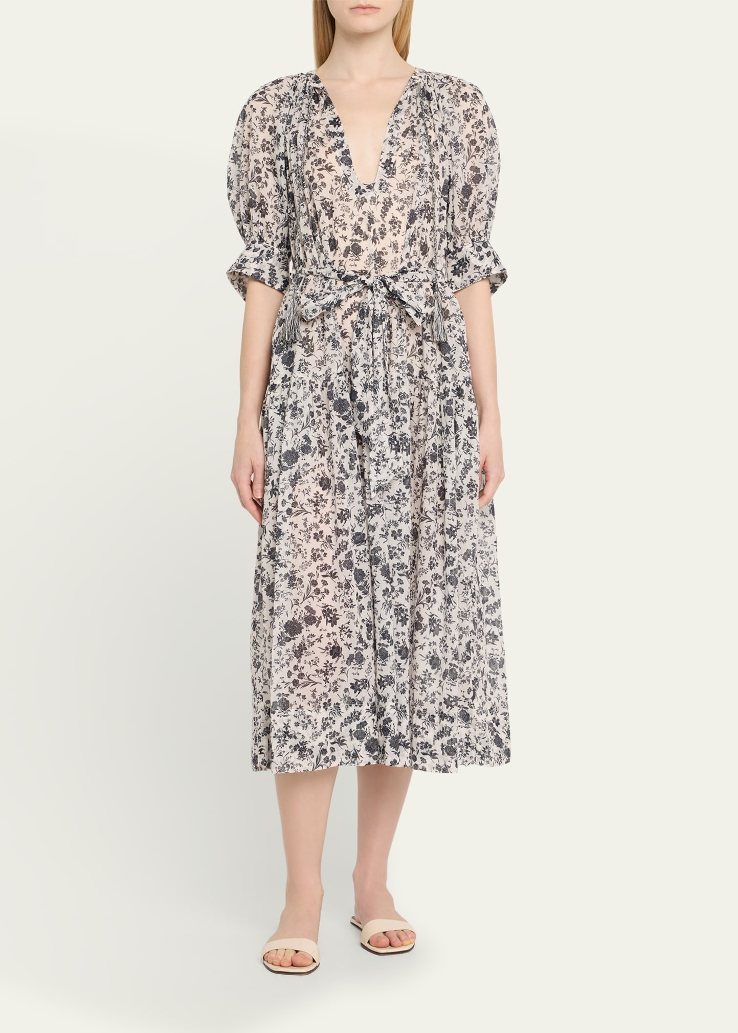 Selena Puff-Sleeve Maxi Dress Coverup - 2
