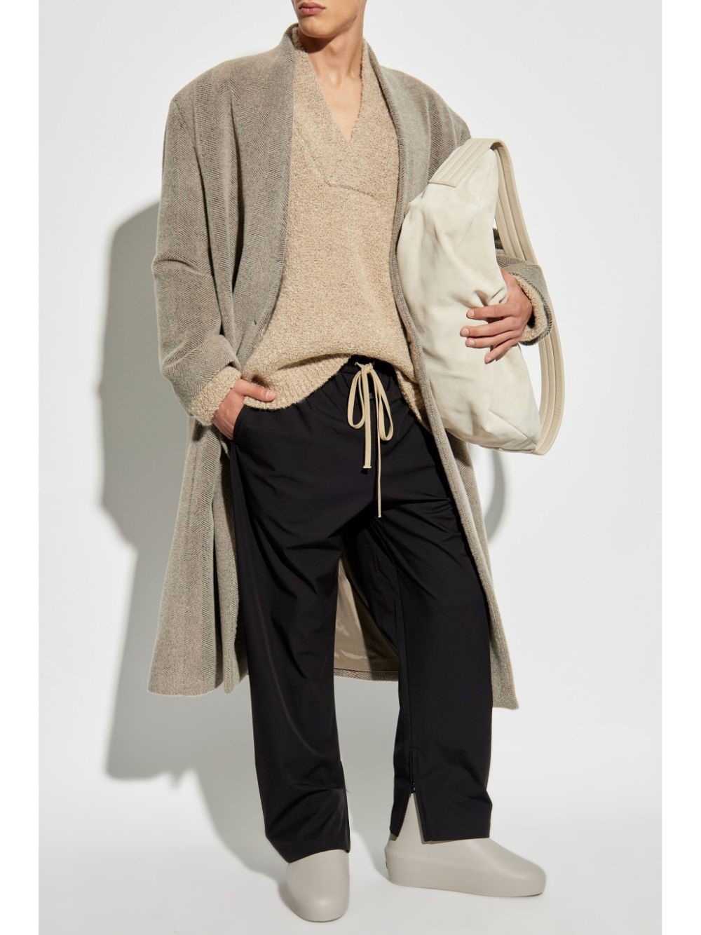 Overlapped v neck sweater - 4