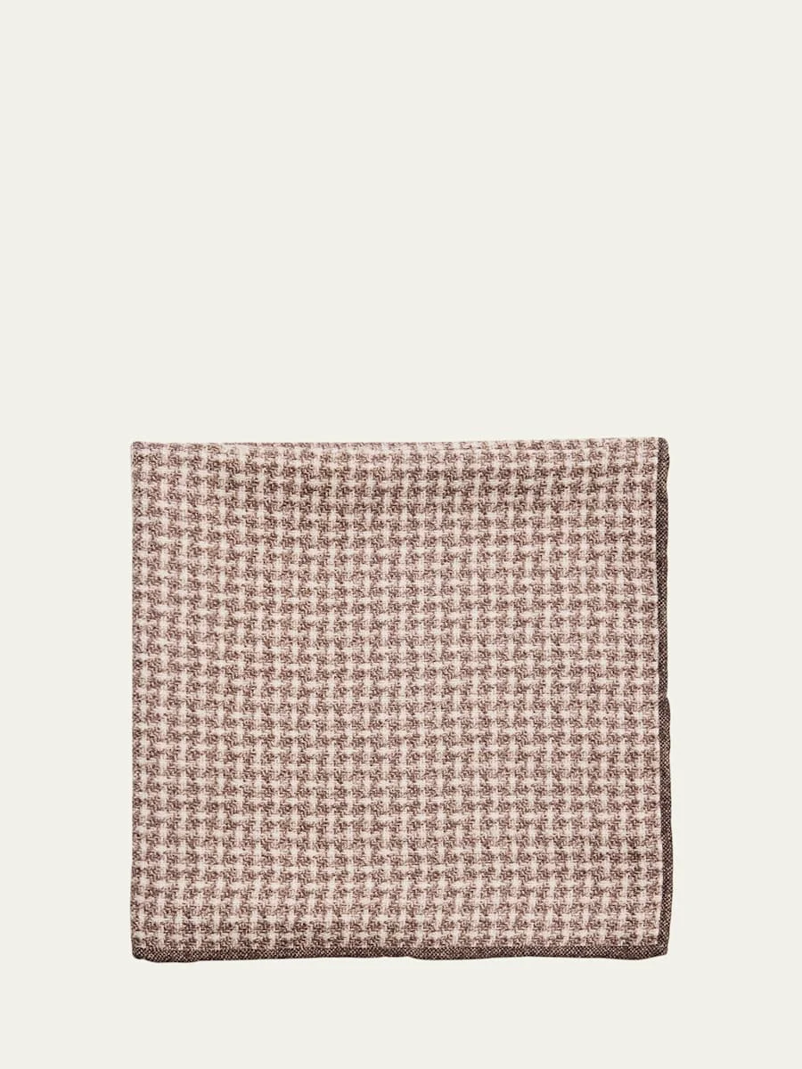 Men's Houndstooth Effect Silk Pocket Square - 1