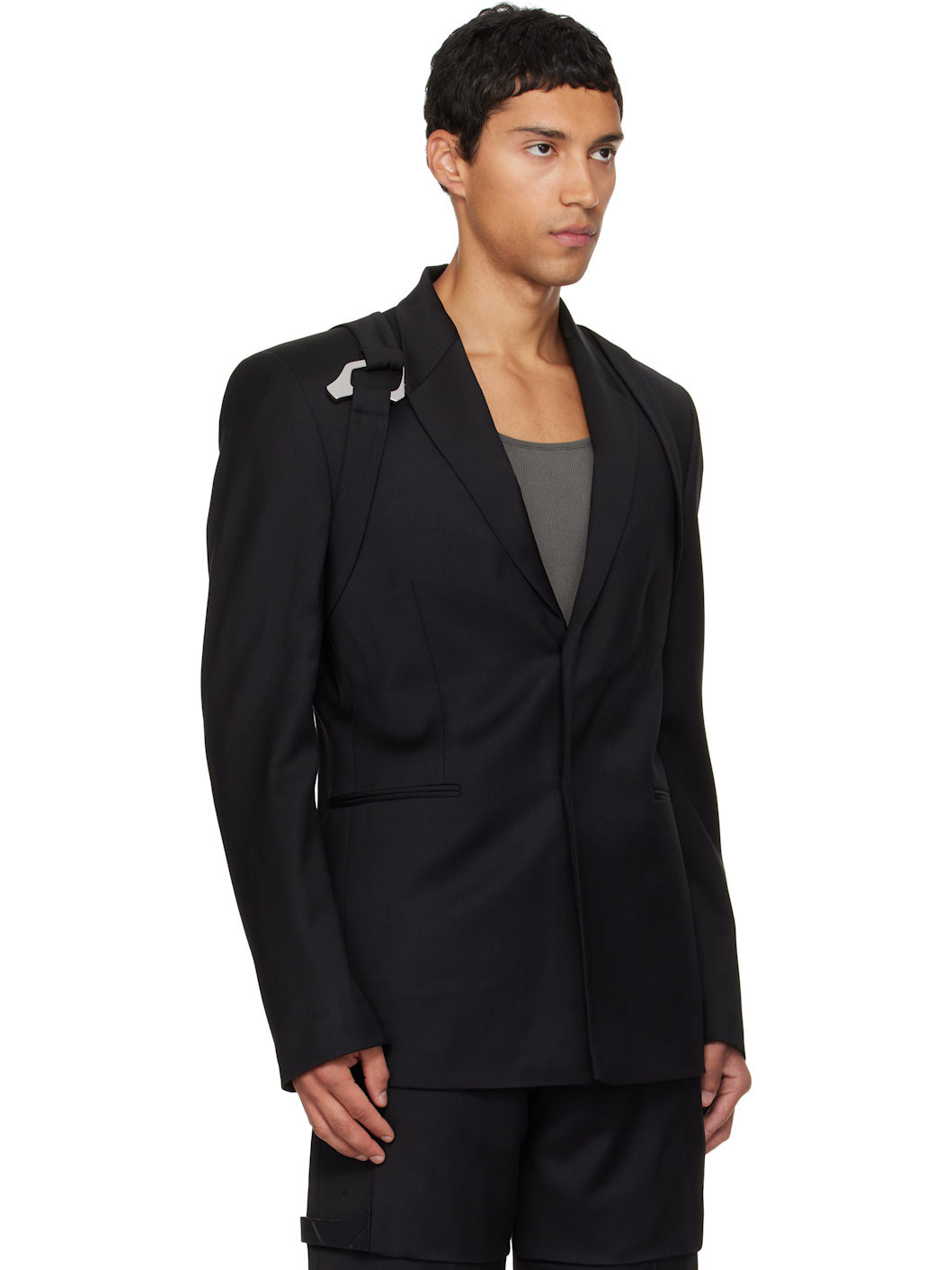 Black Glassine Blazer - 2