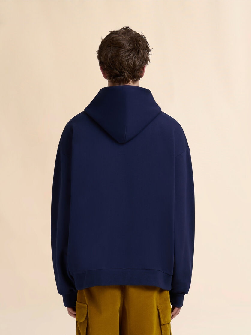 BLUE COTTON HOODIE WITH MARNI MONOLITH PRINT - 3