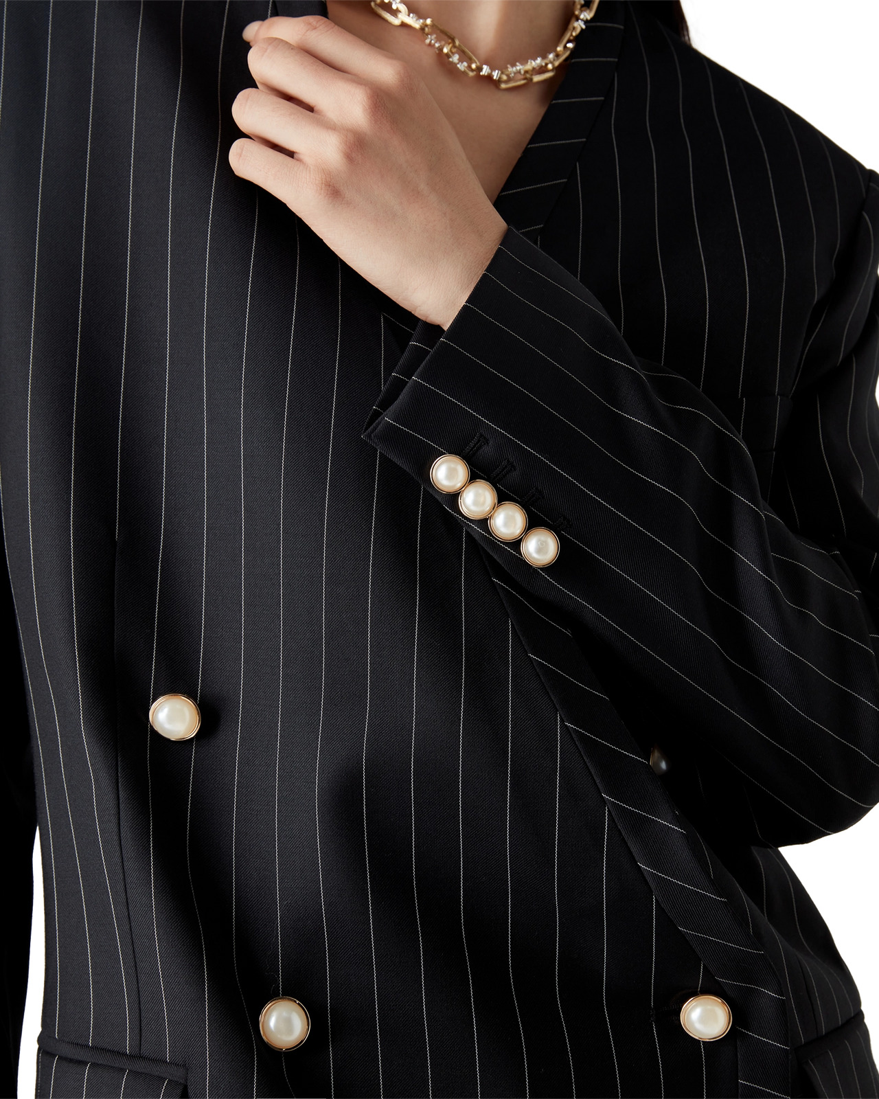 Wool Pinstripe Oversized Blazer | Casablanca Paris - 4