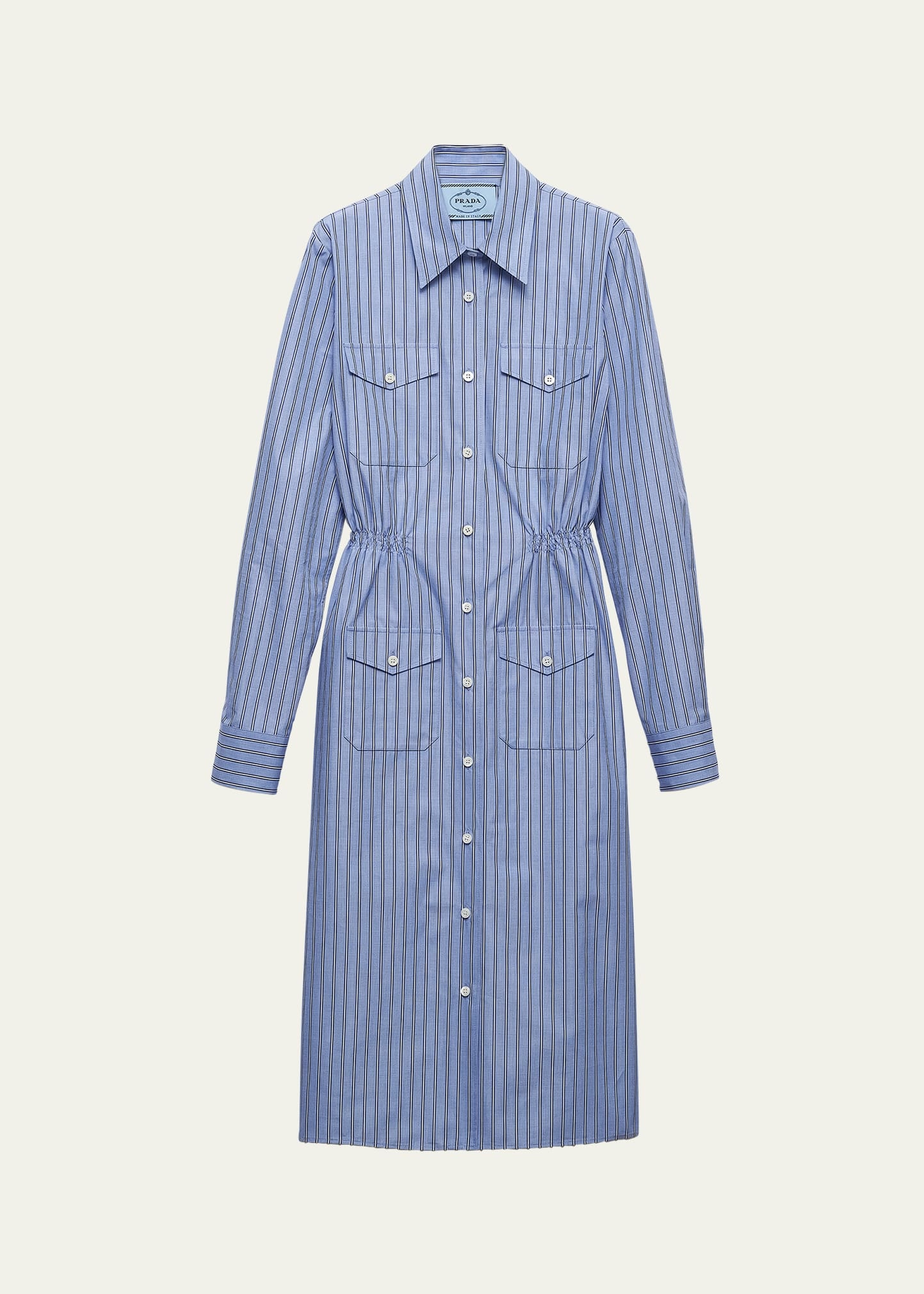 Stripe Chambray Button Down Midi Dress - 1