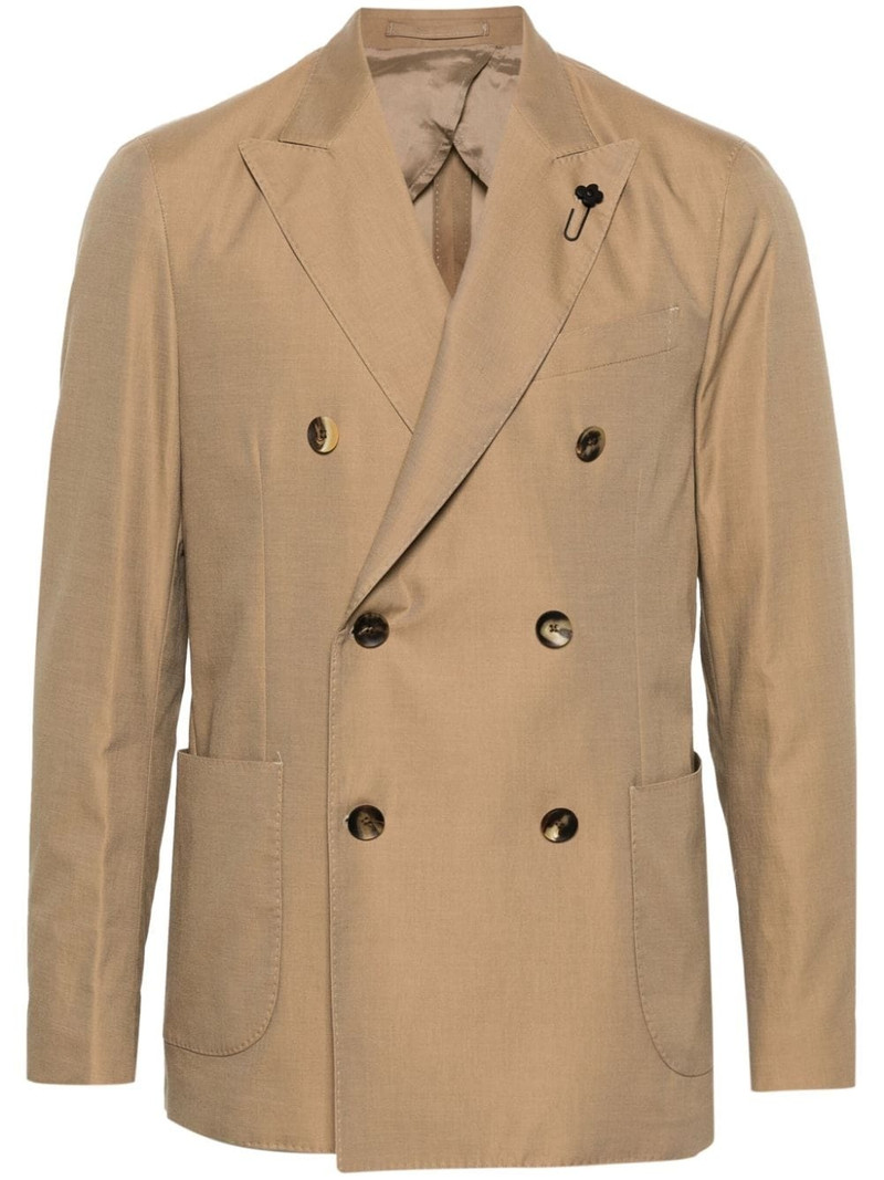 brooch-detail double-breasted blazer 1
