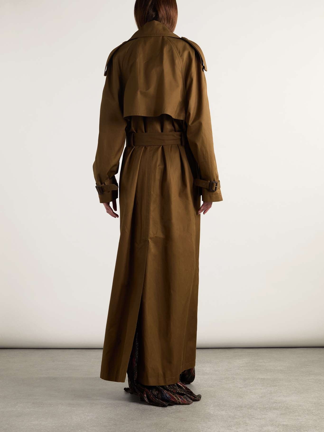 Oversized belted cotton-twill trench coat Brown - 4