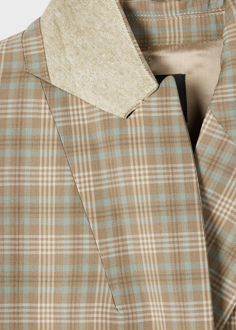 Paul Smith Women's Cream and Blue Check Double-Breasted Blazer outlook