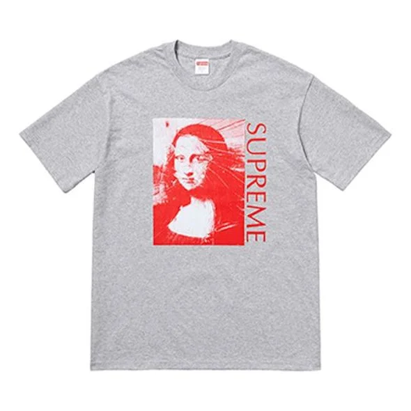 Supreme SS18 Mona Lisa Tee Heather Grey Printing Short Sleeve Unisex Gray SUP-SS18-443 - 1