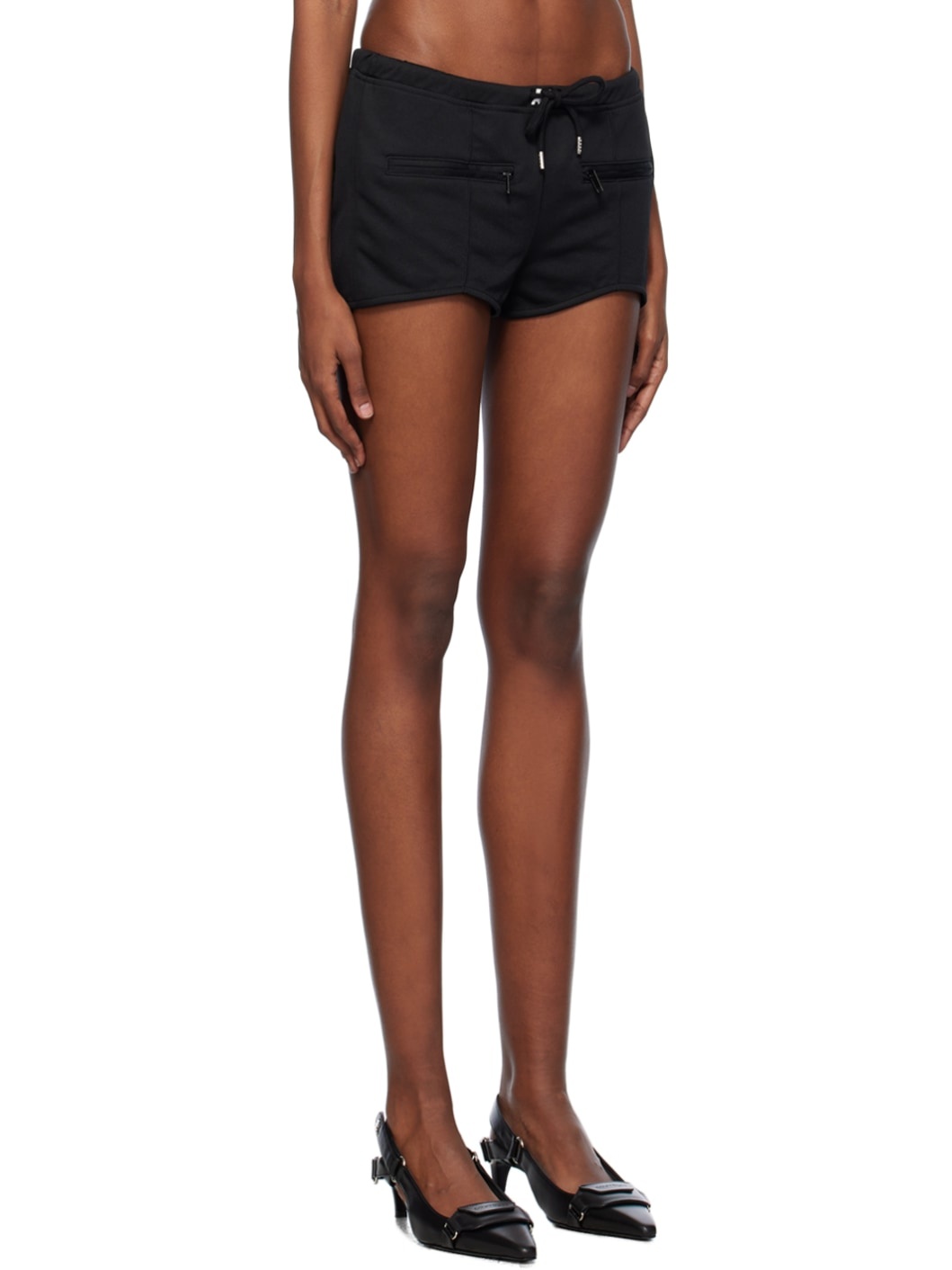 Black Interlock Mini Shorts - 2