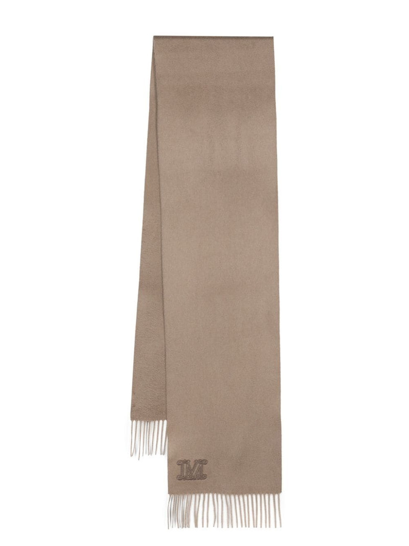 logo-embroidered cashmere scarf - 1