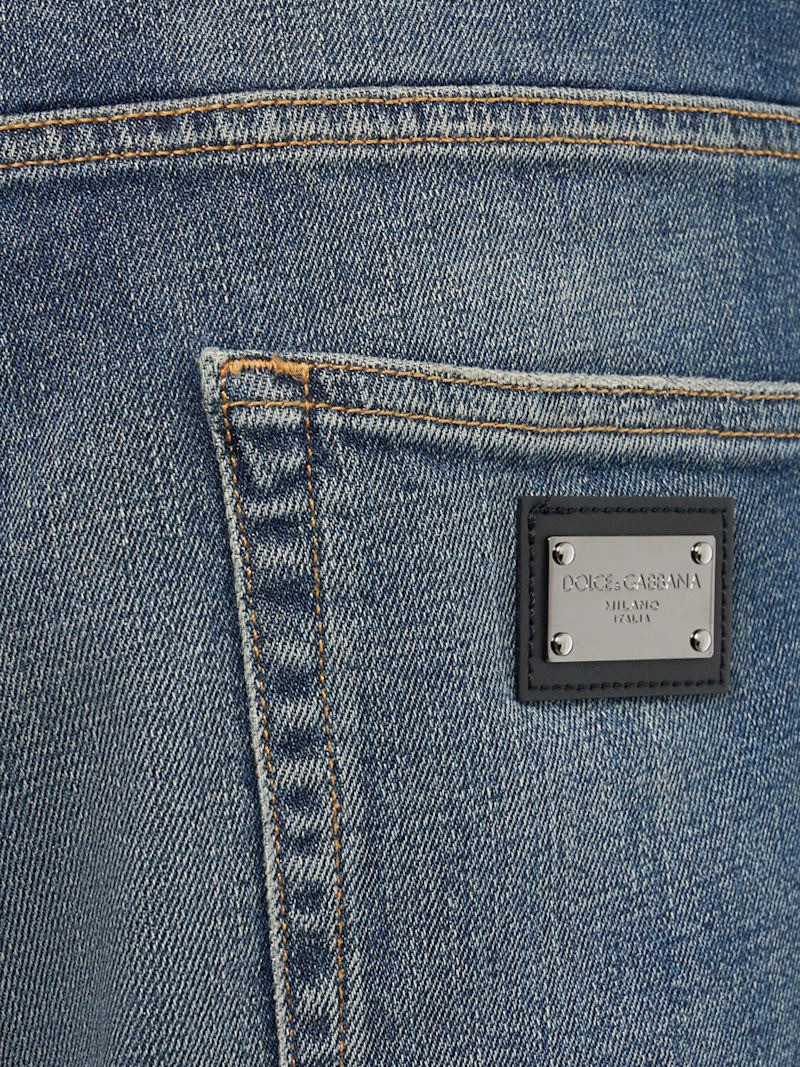 Dolce & Gabbana Logo plaque stretch denim shorts outlook
