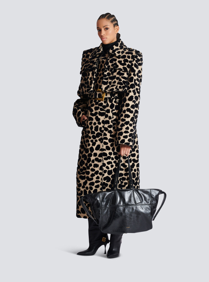 Balmain Track shiny leather tote bag outlook