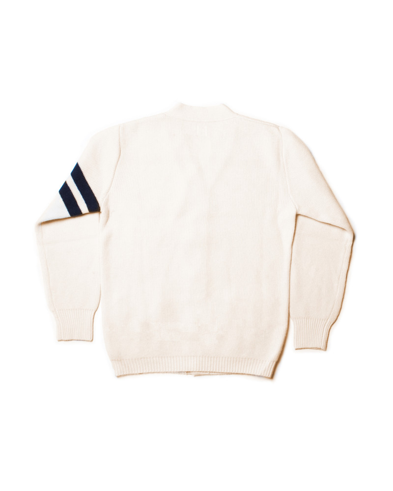 J. PRESS WHITE WOOL VARSITY CARDIGAN - TRIM FIT outlook
