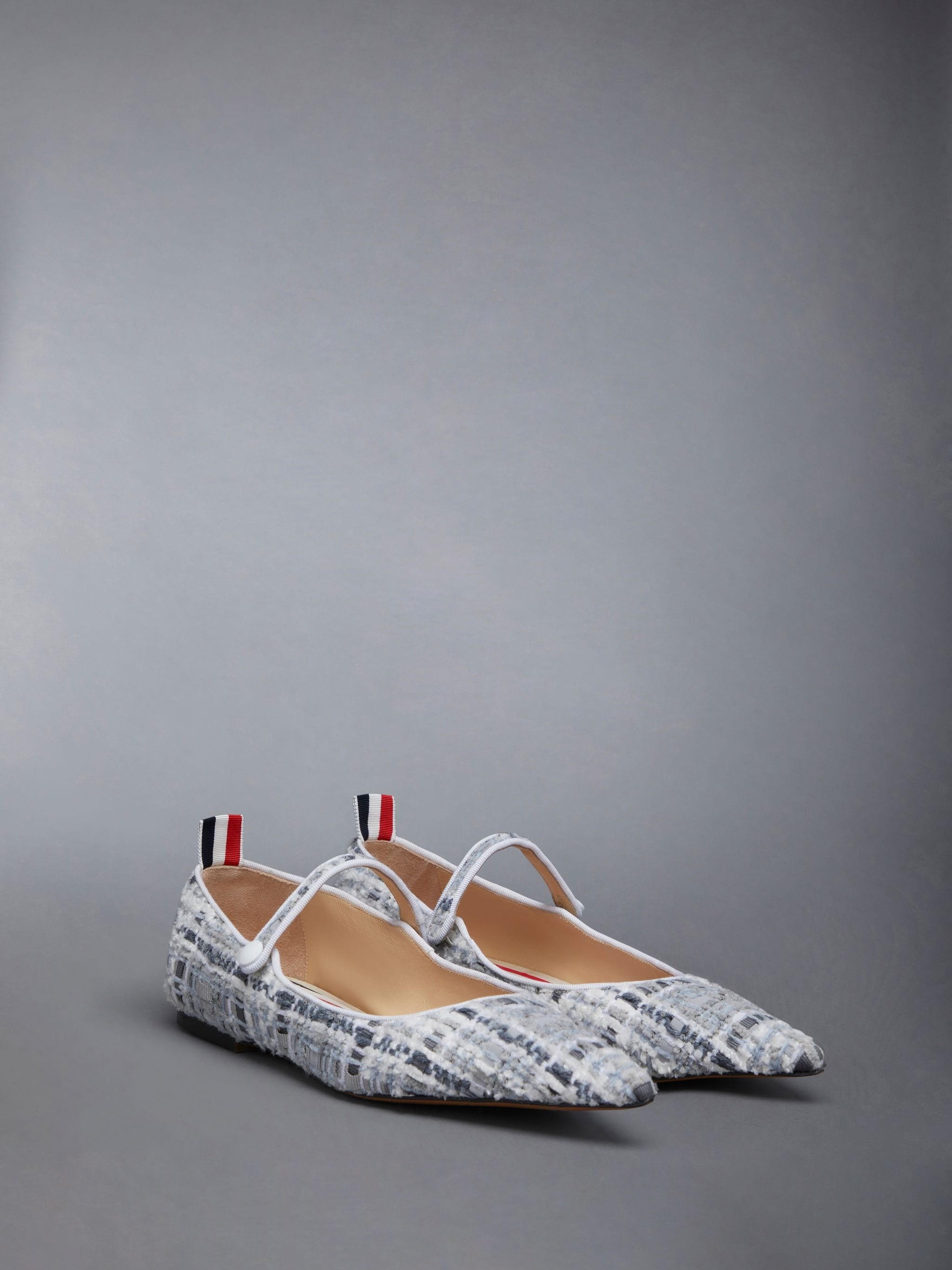 Prince of Wales Check Chenille Tweed Pointed Toe Thom John Flat - 2