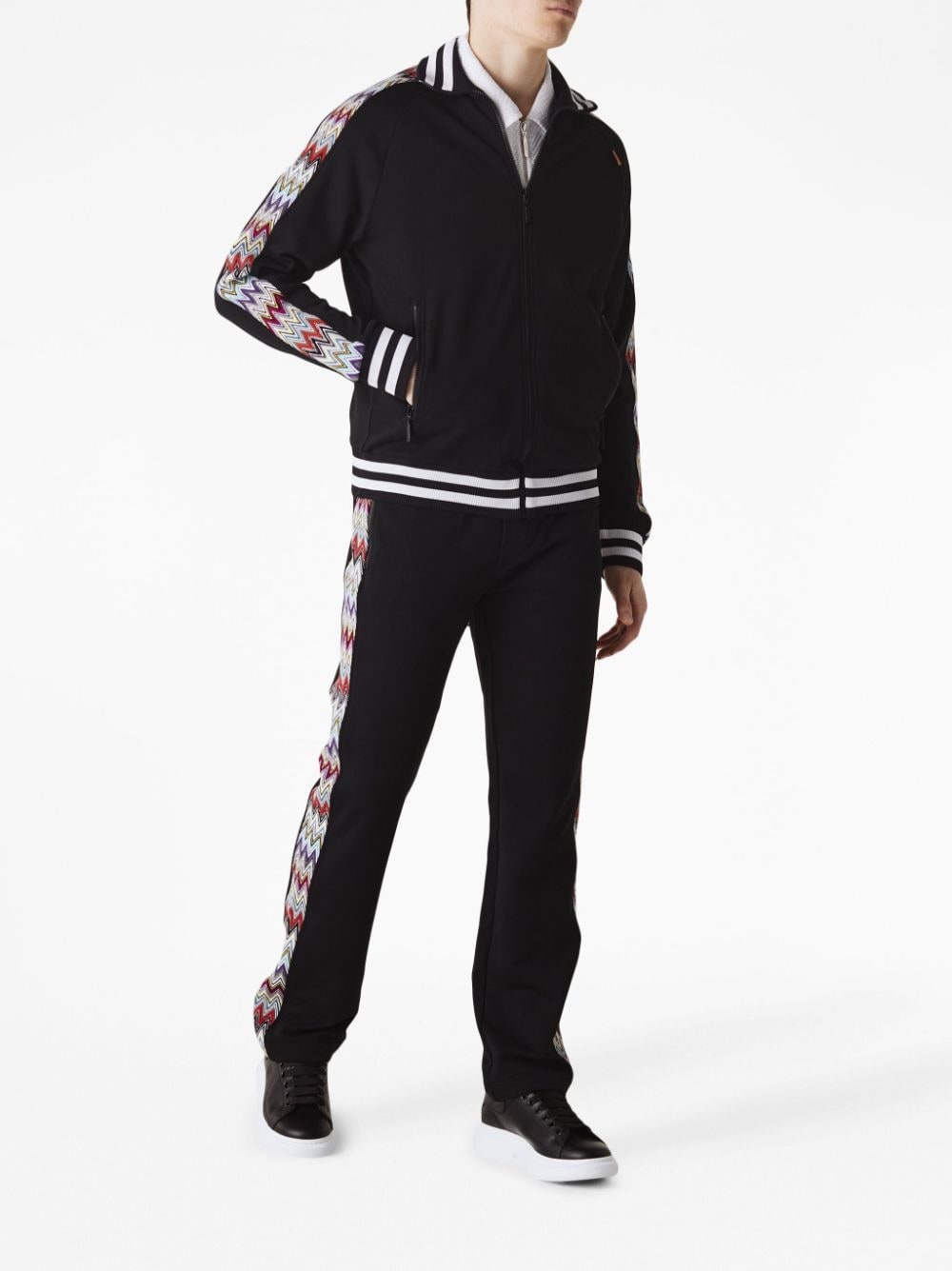 side-stripe zip-up sweatshirt - 2