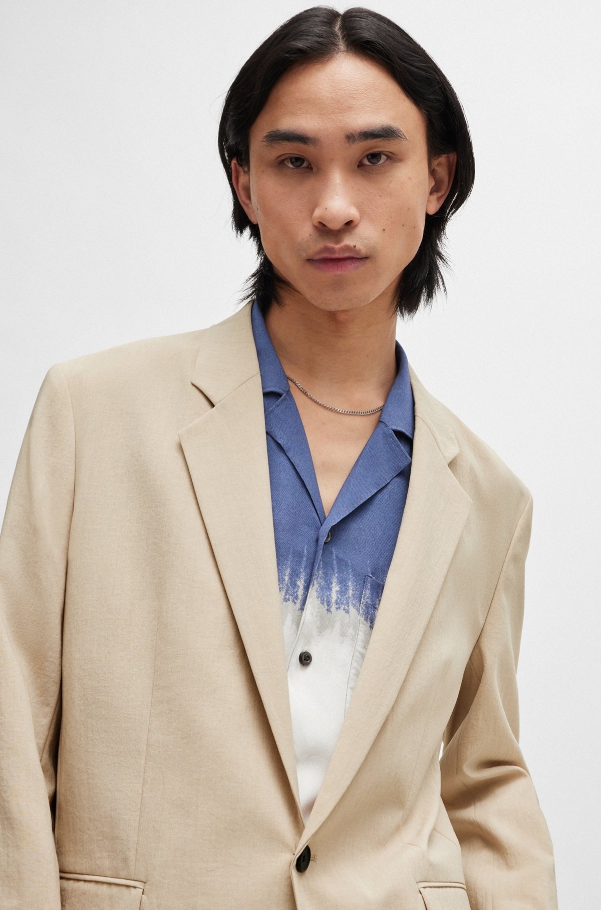 MODERN-FIT JACKET IN LINEN-LOOK FABRIC - 5