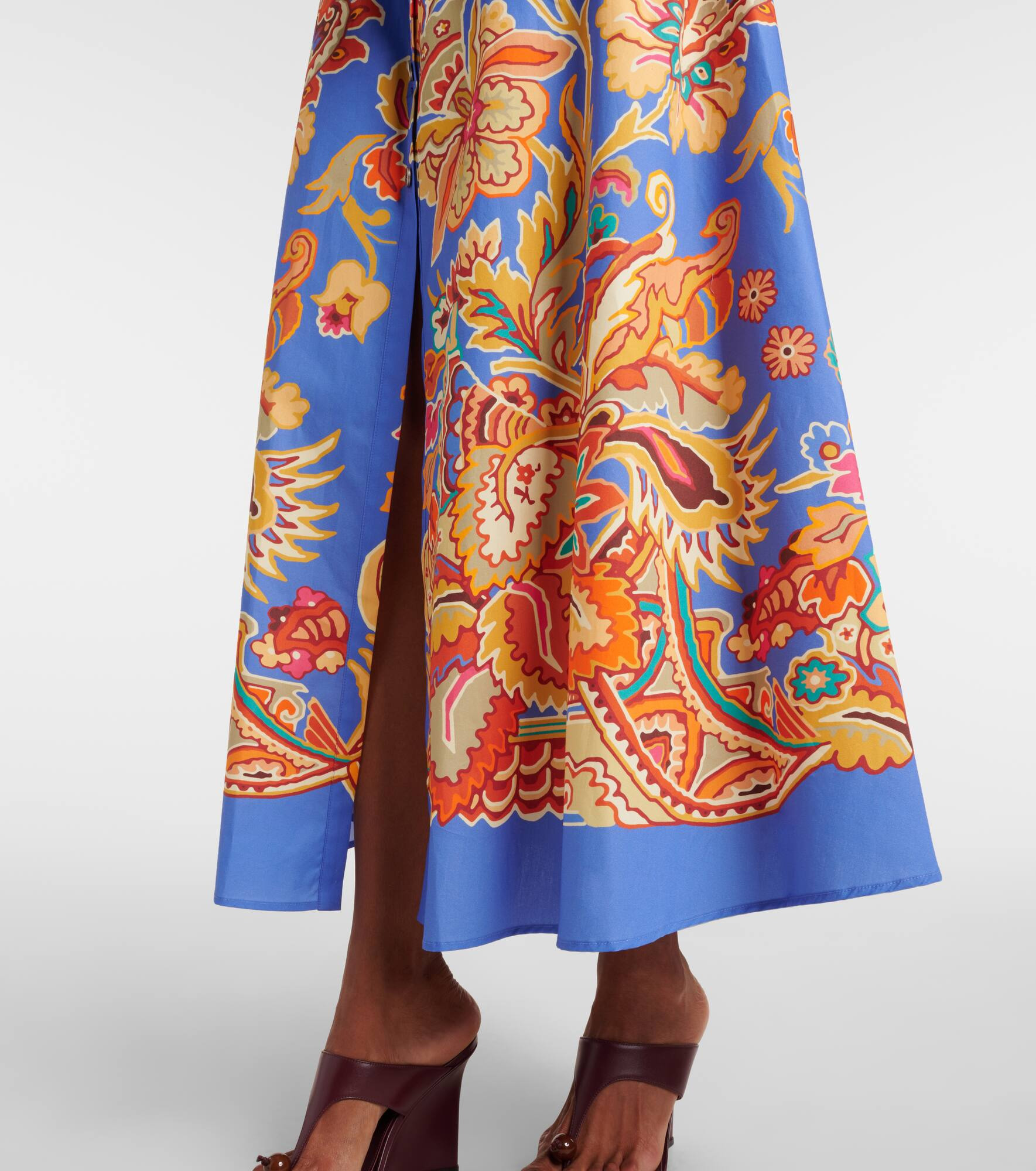 Belted paisley cotton maxi dress - 6