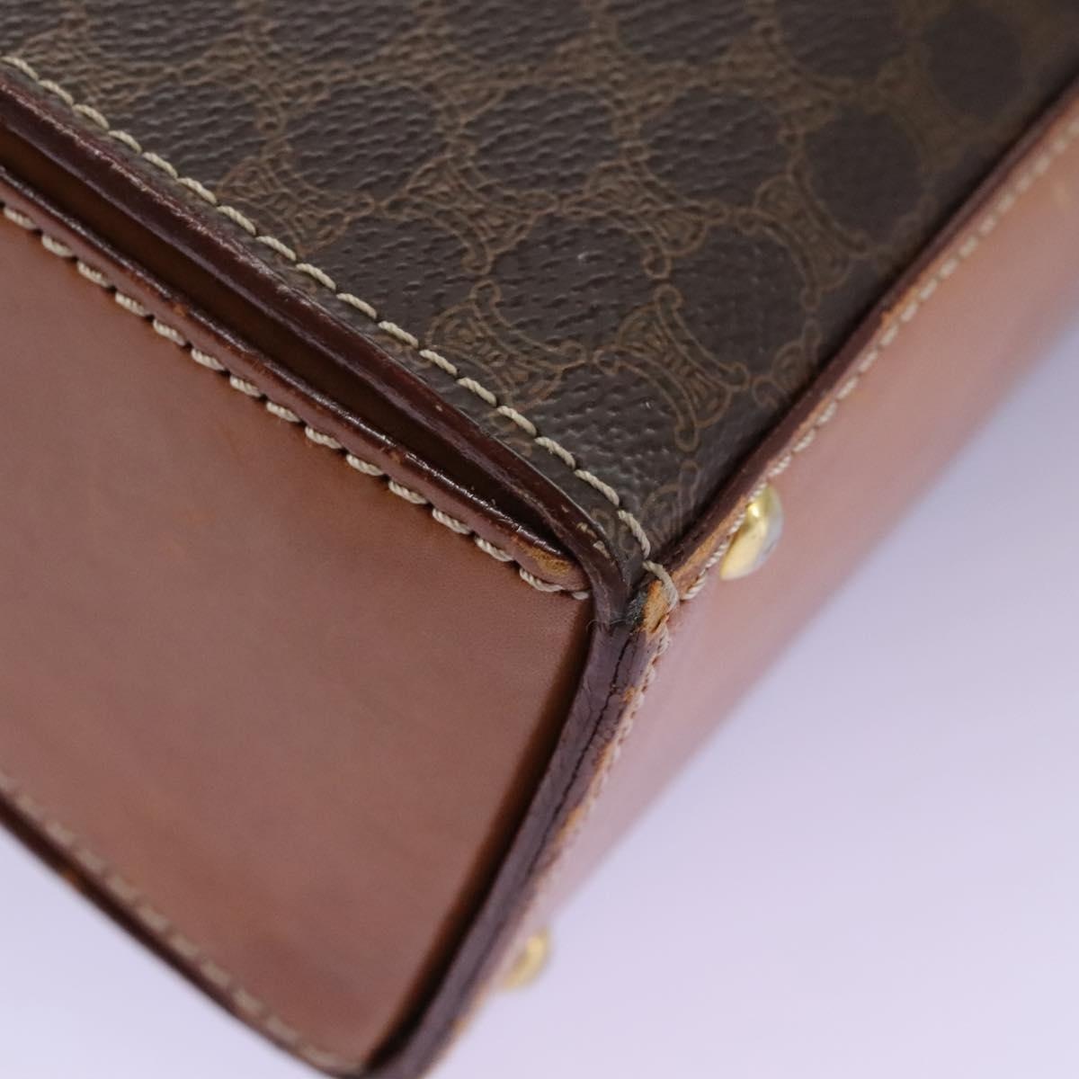 CELINE Macadam Canvas Hand Bag Pvc Leather Brown Gold - 16