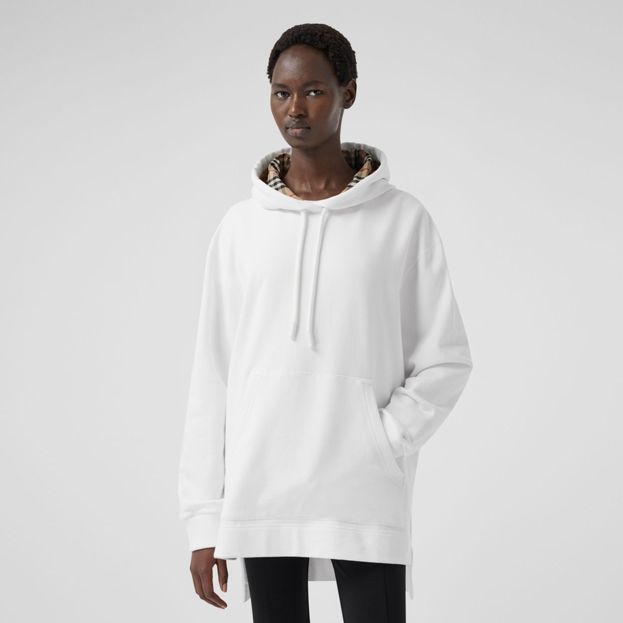 Stepped Hem Cotton Oversized Hoodie - 2