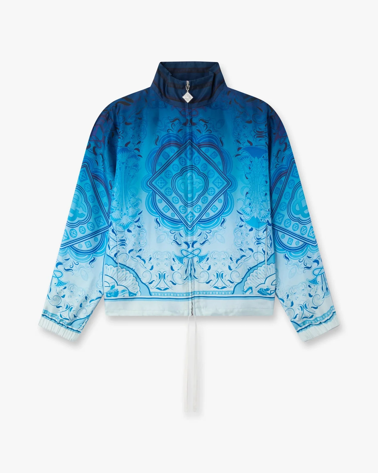 Blue Gradient Egyptian Rug Silk Track Jacket - 1