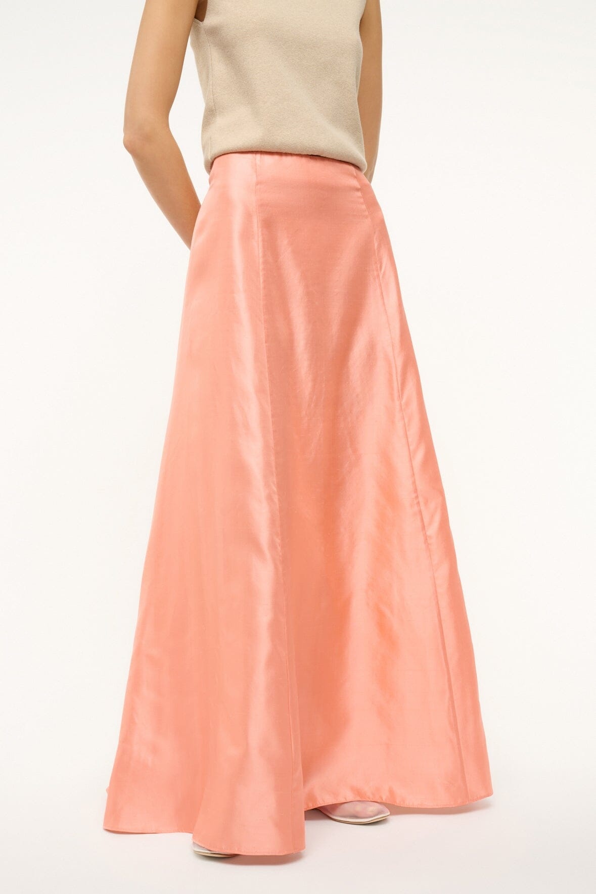 STAUD VINCENZO SILK SKIRT CARNATION - 3