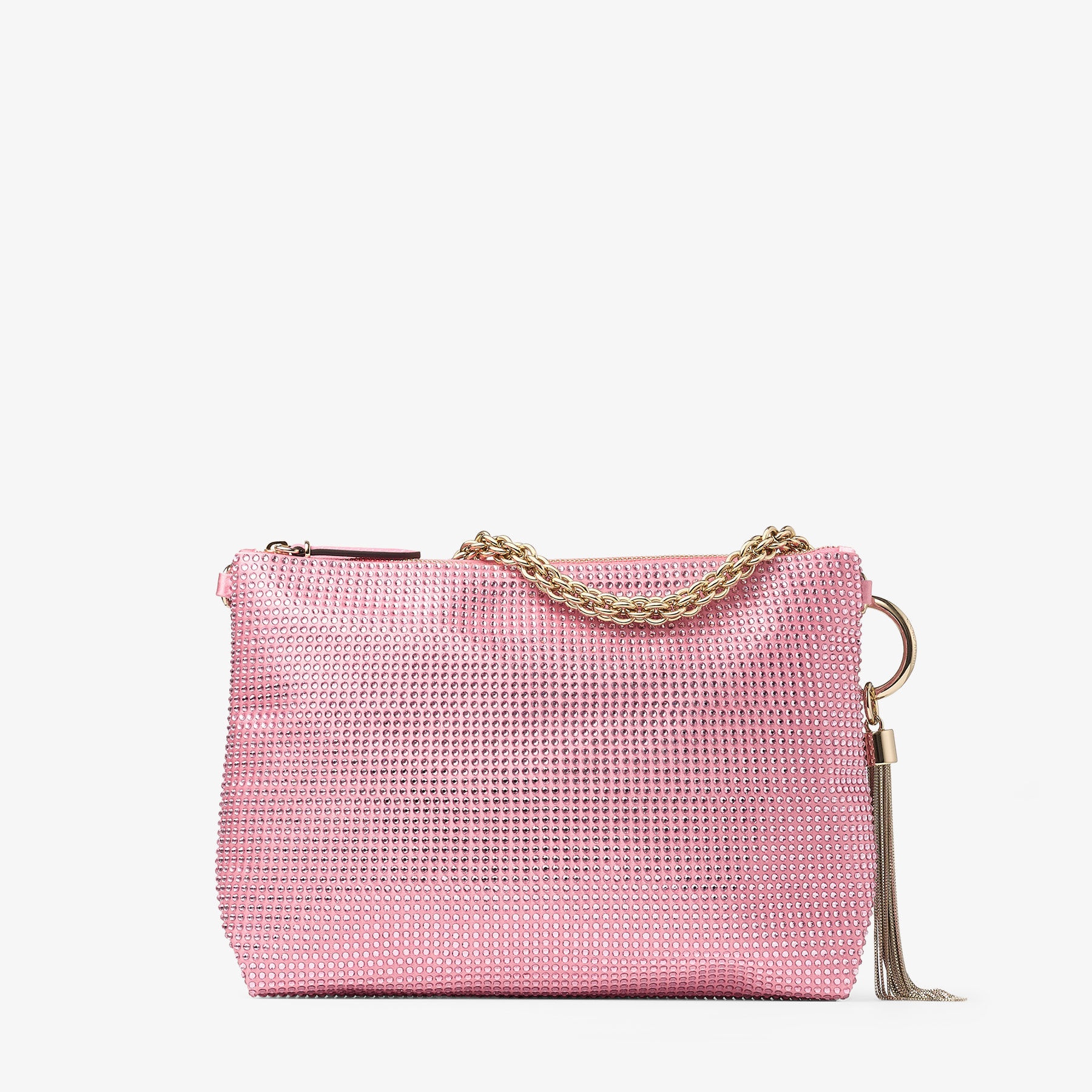 Callie
Candy Pink Satin Crystal Clutch Bag - 6