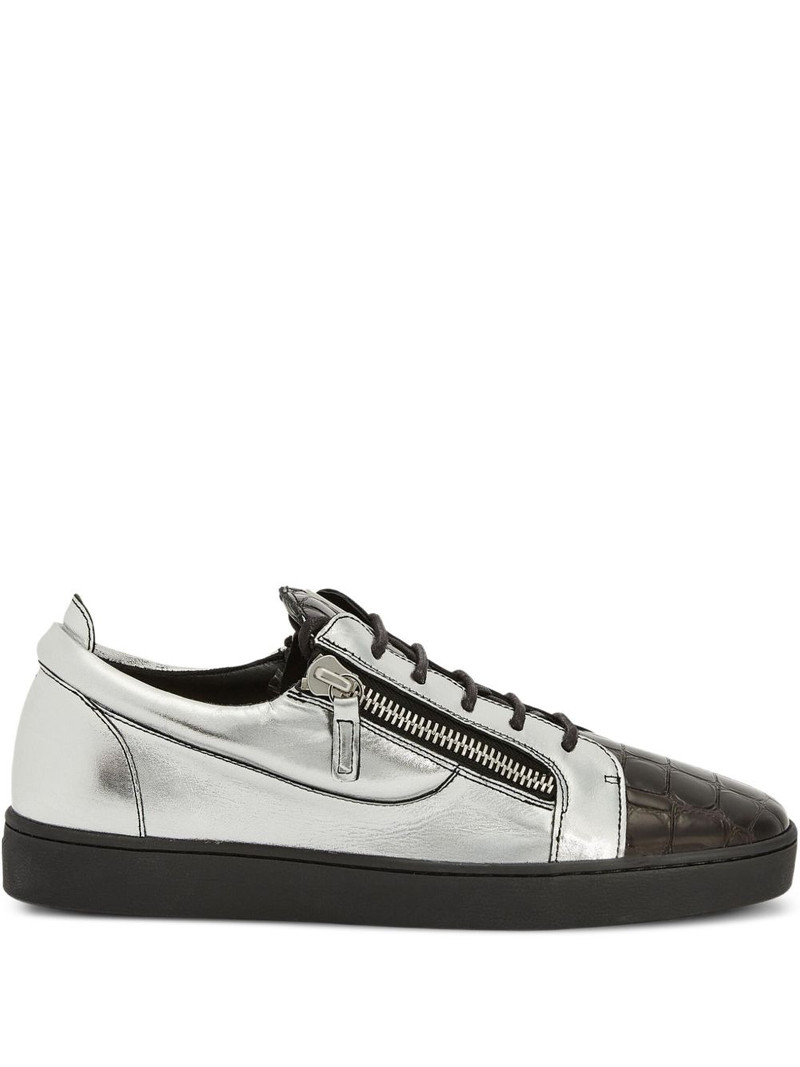 Frankie metallic crocodile-effect sneakers 1