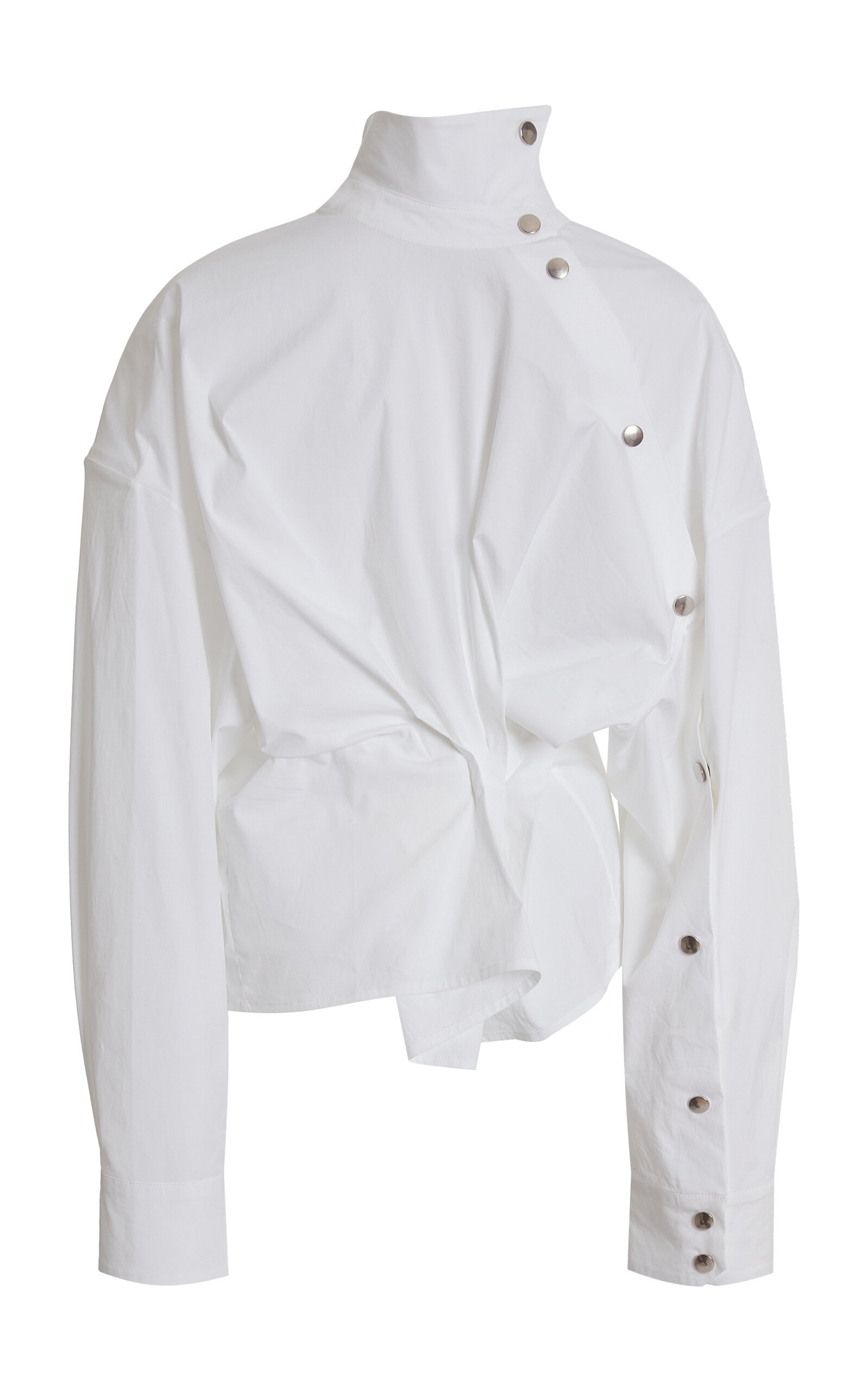 Asymmetric Collar Shirt white - 5